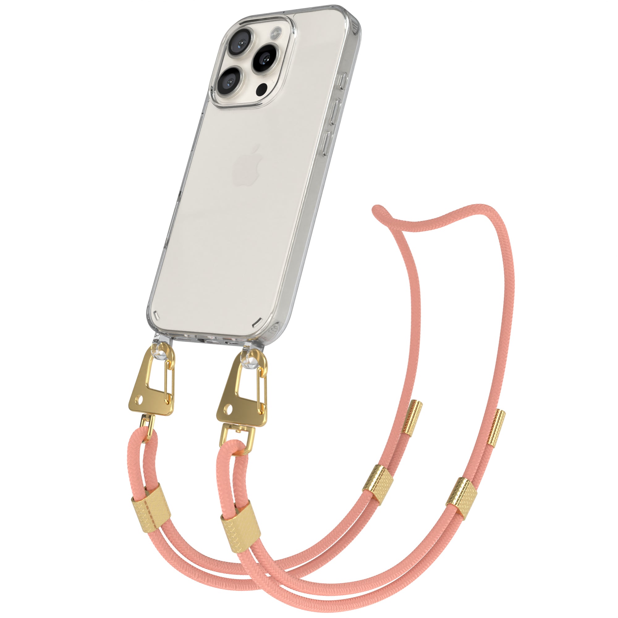 iPhone 16 Pro Hülle + Kordel mit Karabinern