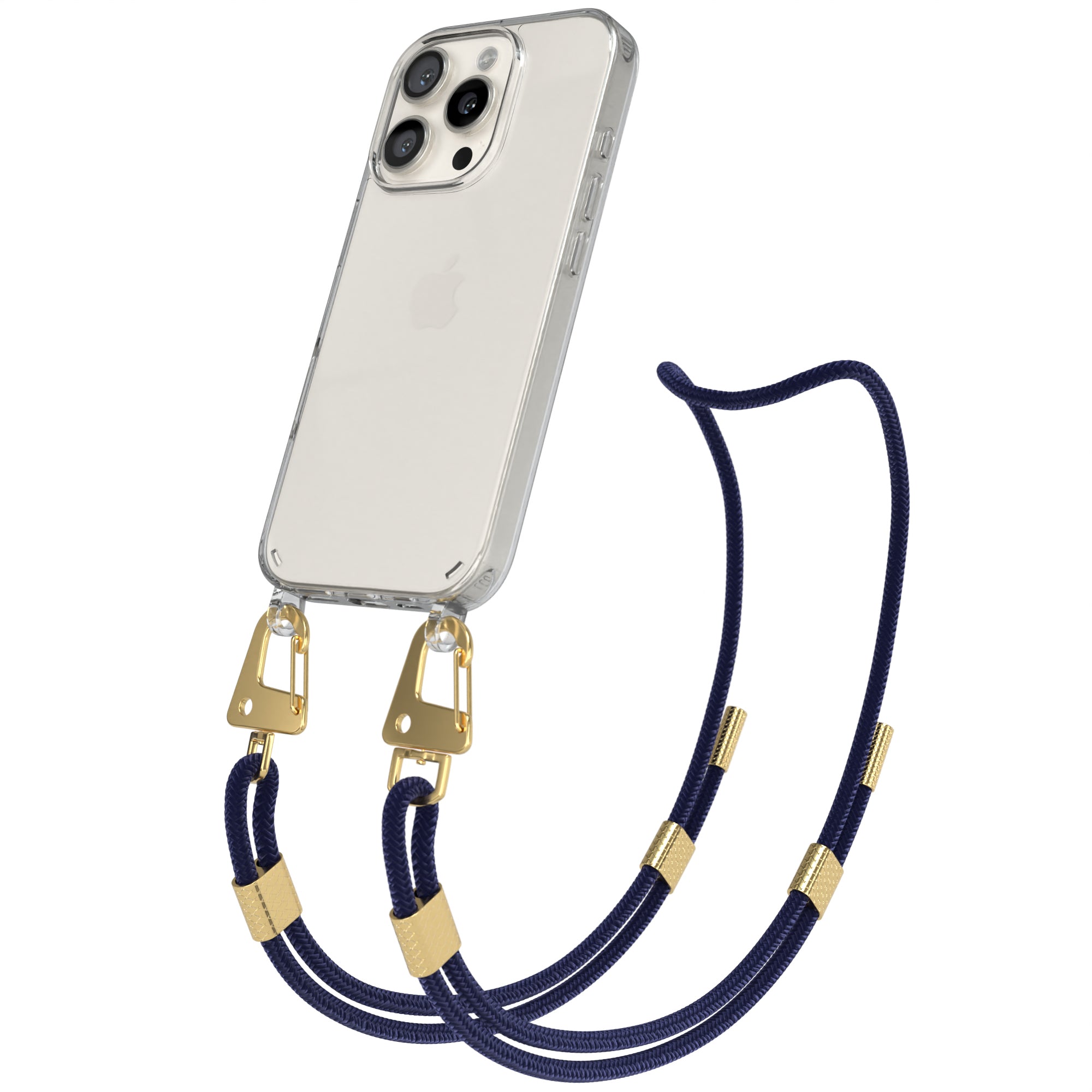 iPhone 16 Pro Hülle + Kordel mit Karabinern