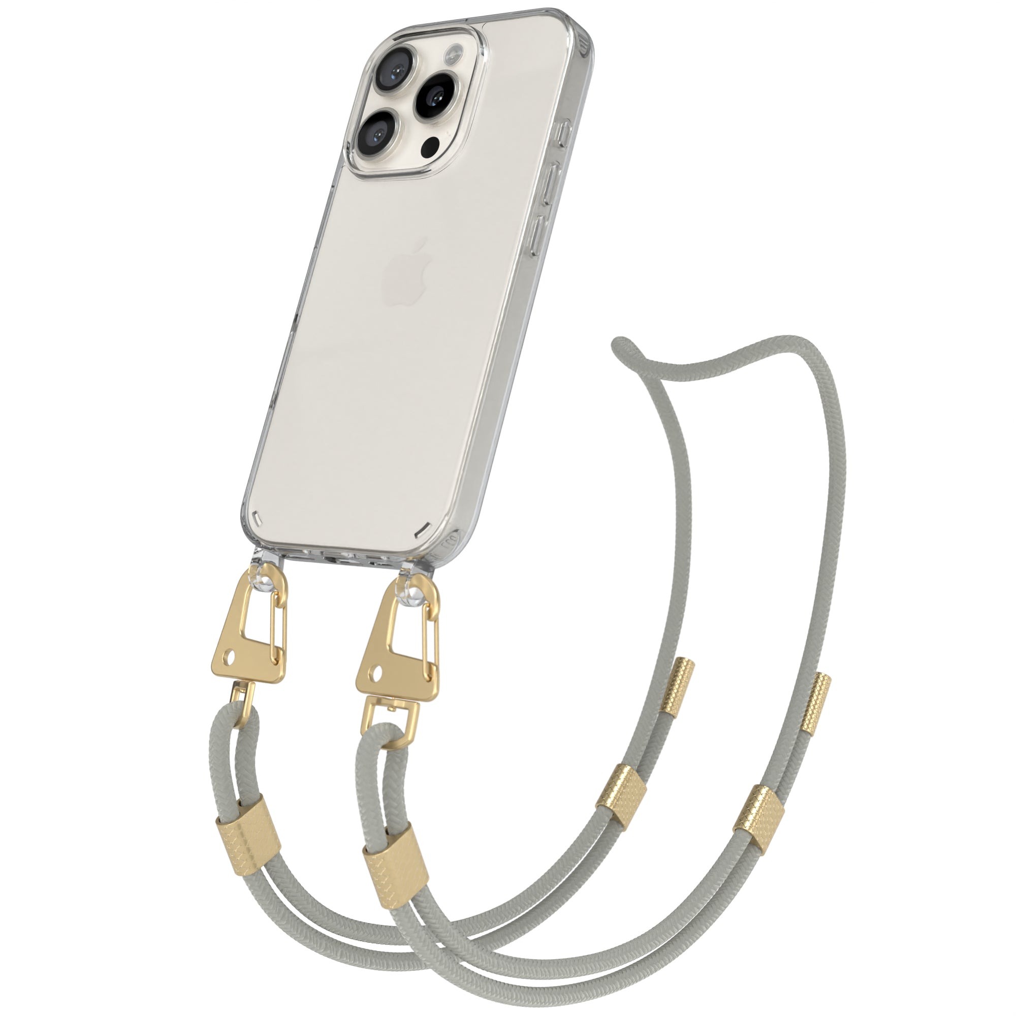 iPhone 16 Pro Hülle + Kordel mit Karabinern