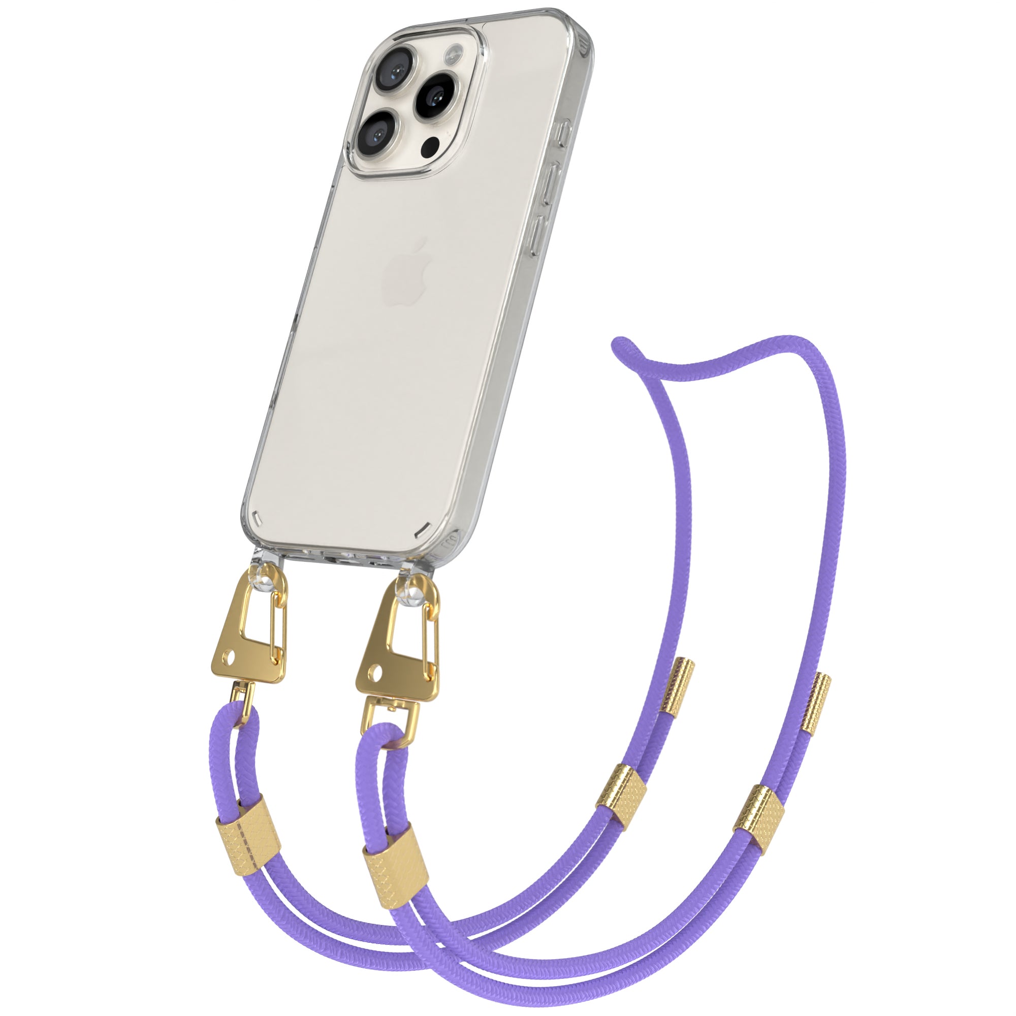 iPhone 16 Pro Hülle + Kordel mit Karabinern