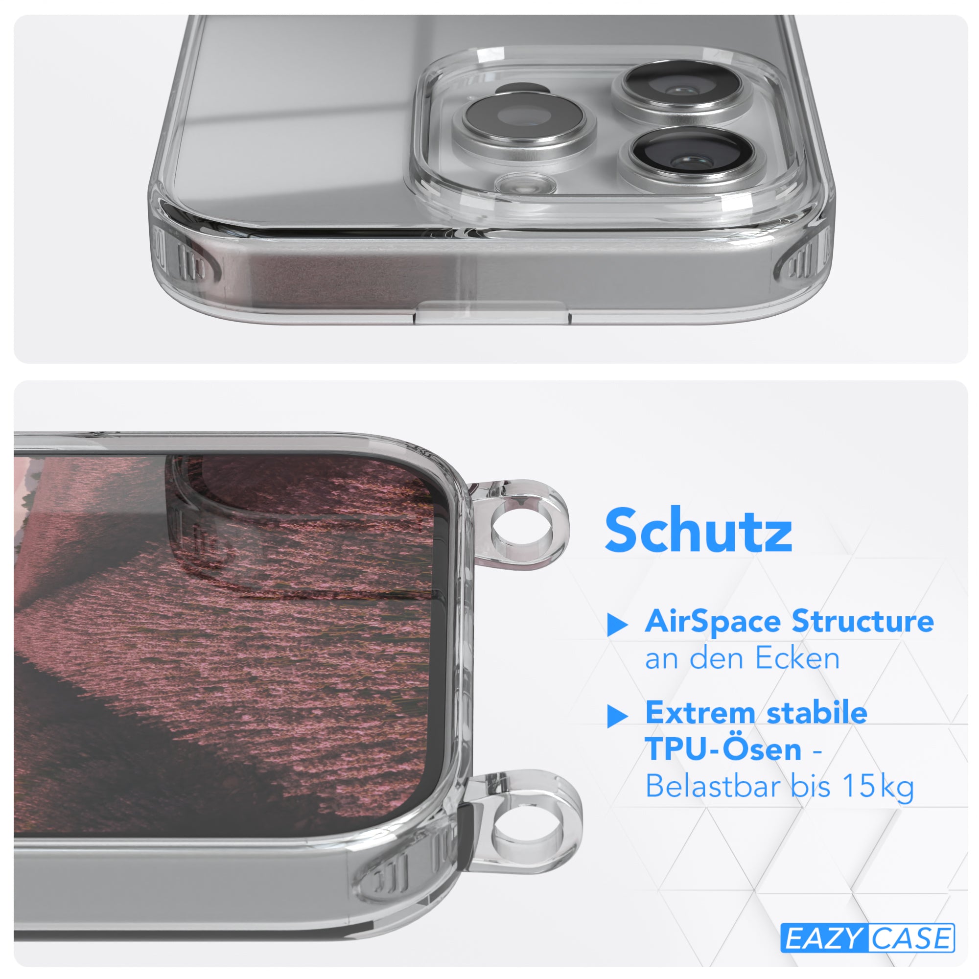 iPhone 16 Pro transparente Hülle + Kordel