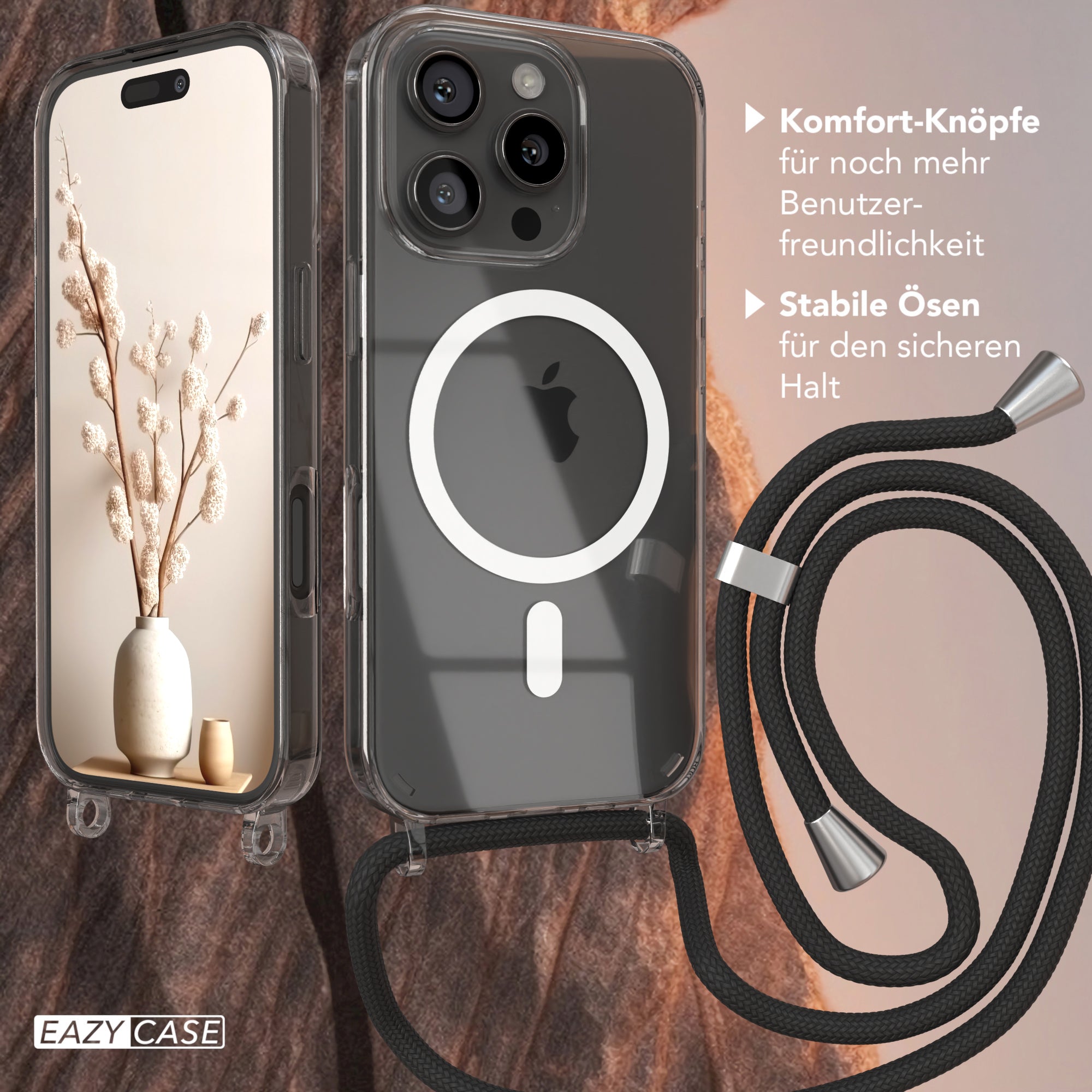 iPhone 16 Pro transparente Hülle + Kordel mit MagSafe
