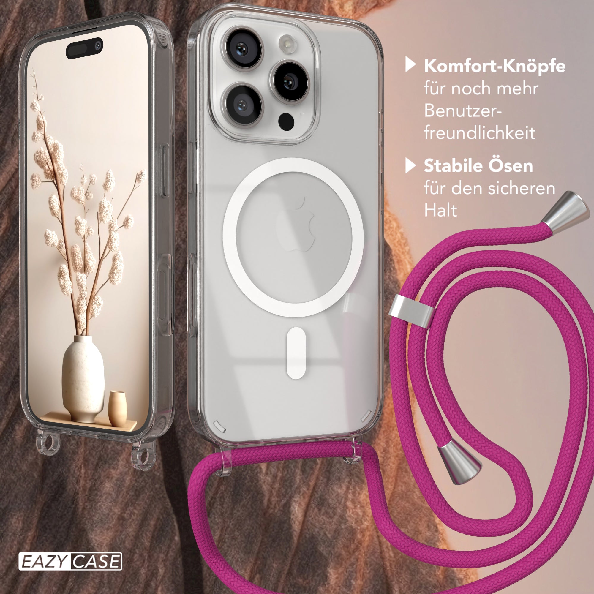 iPhone 16 Pro transparente Hülle + Kordel mit MagSafe