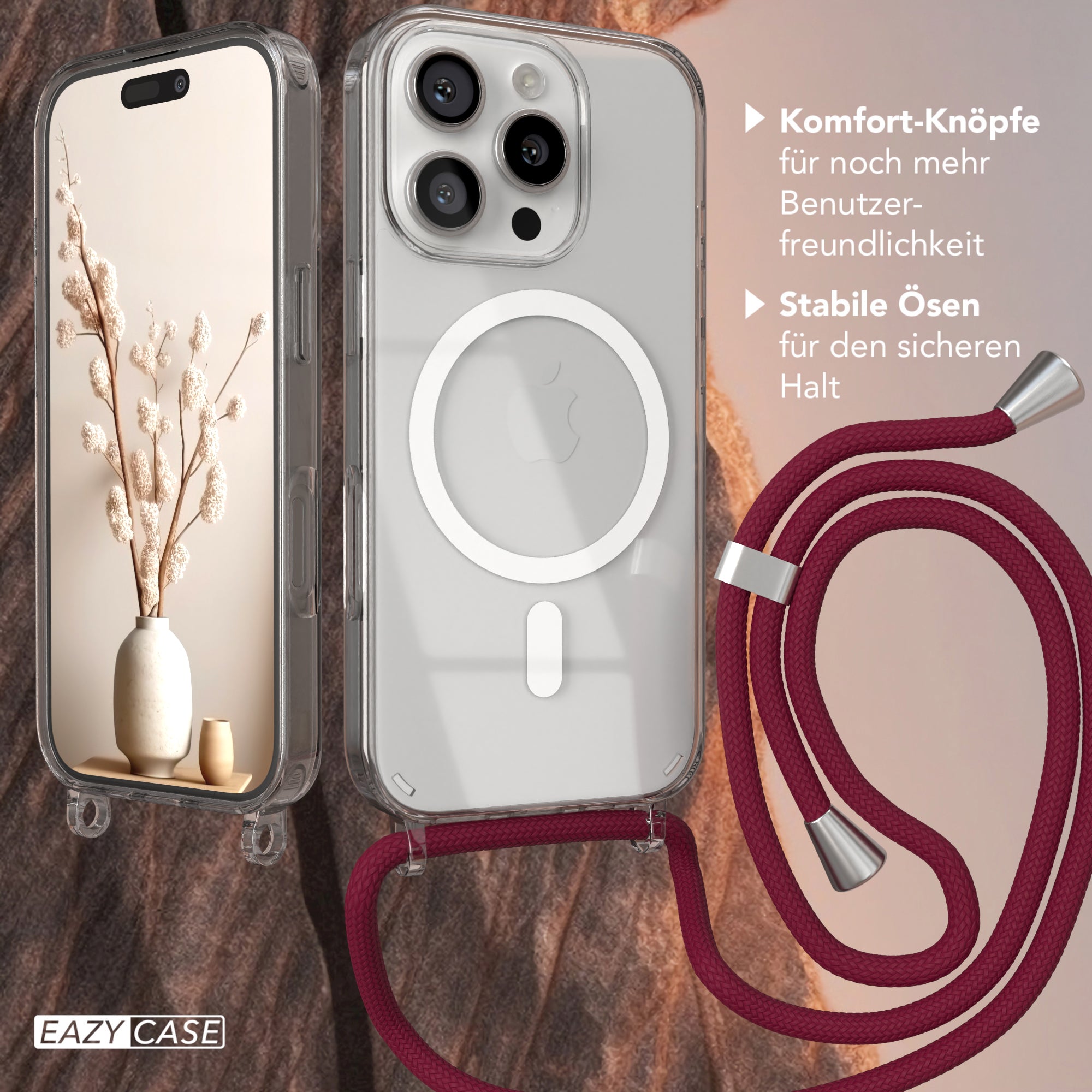 iPhone 16 Pro transparente Hülle + Kordel mit MagSafe