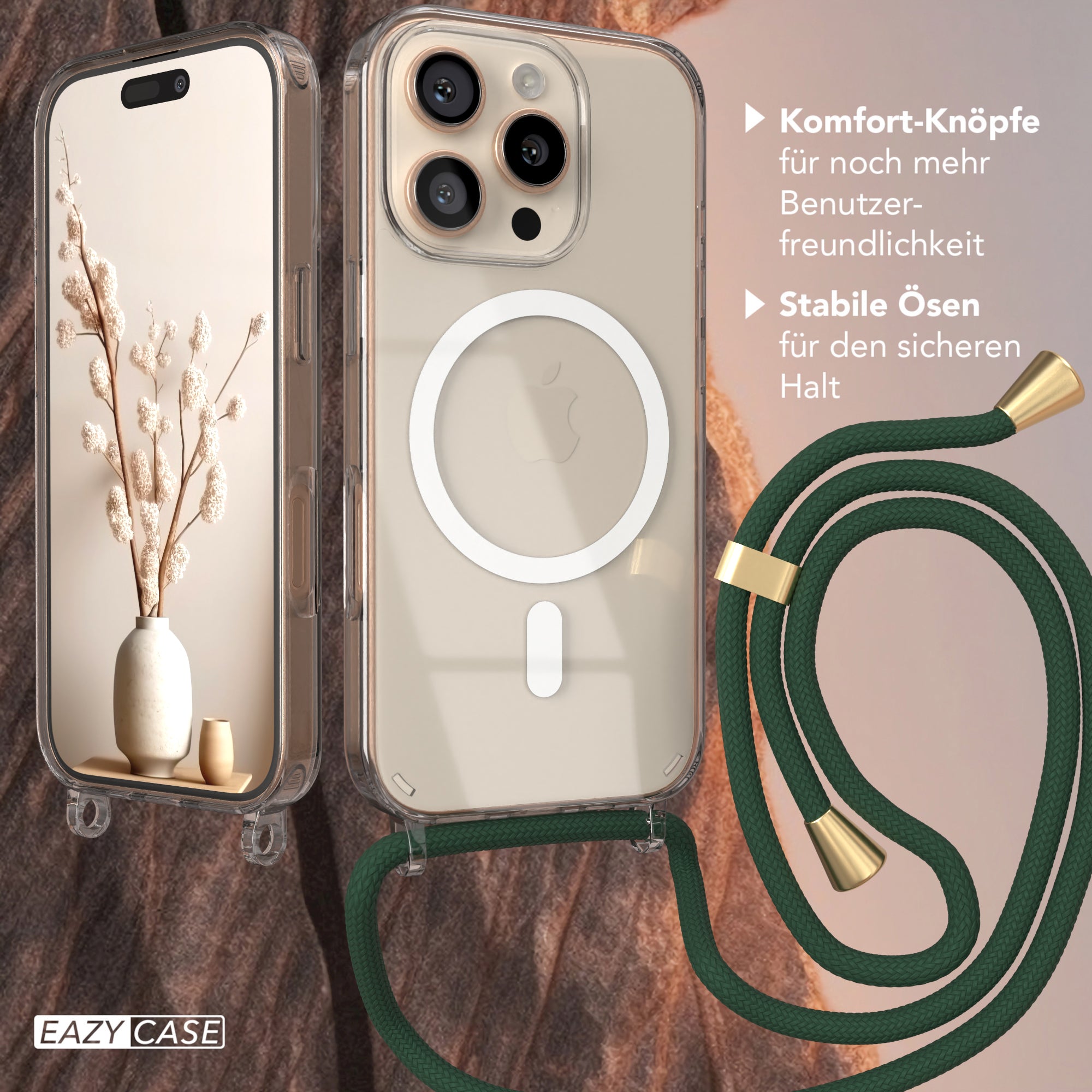 iPhone 16 Pro transparente Hülle + Kordel mit MagSafe