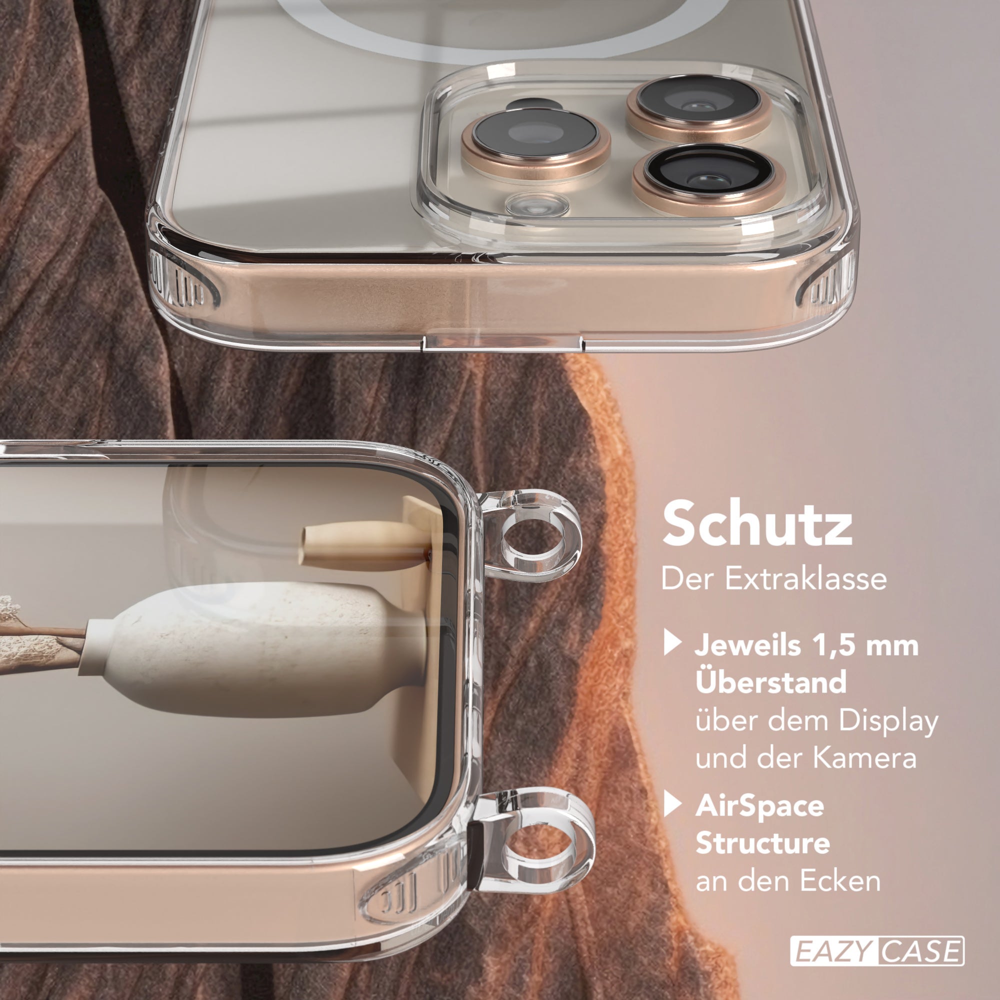 iPhone 16 Pro transparente Hülle + Kordel mit MagSafe