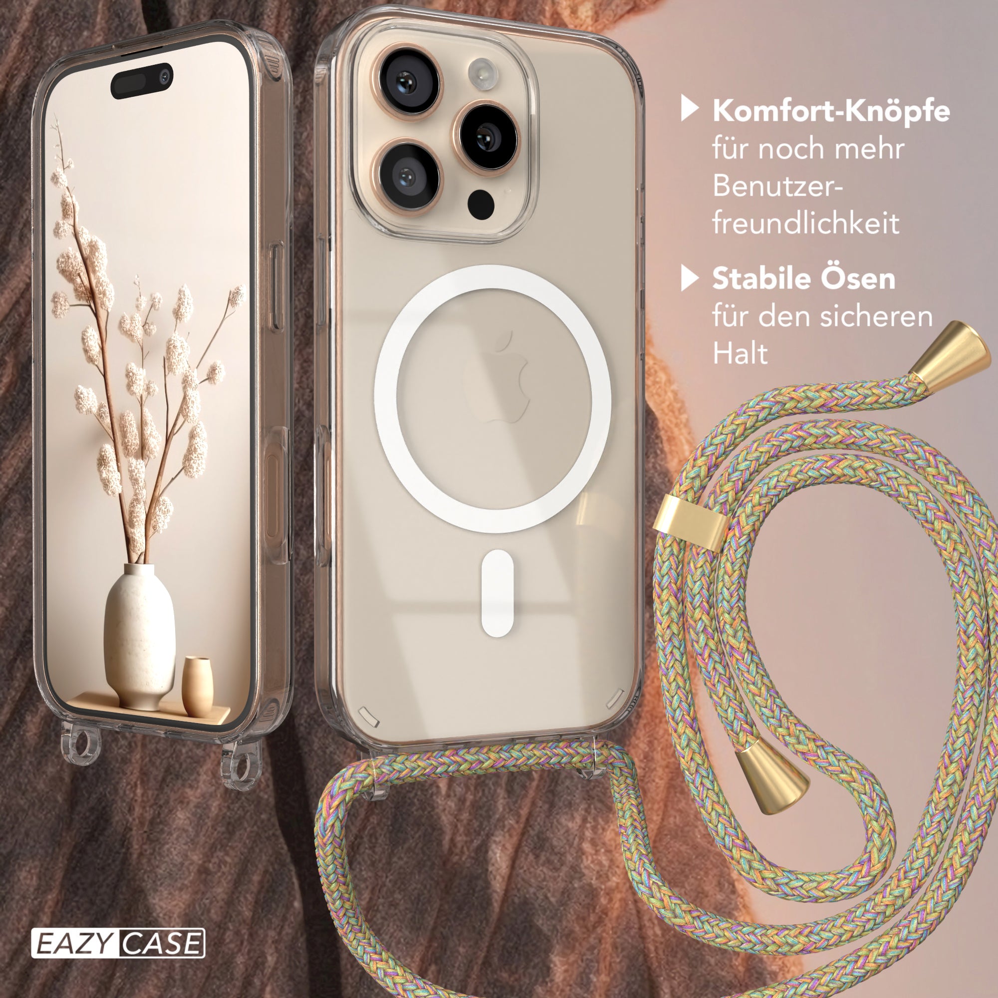 iPhone 16 Pro transparente Hülle + Kordel mit MagSafe