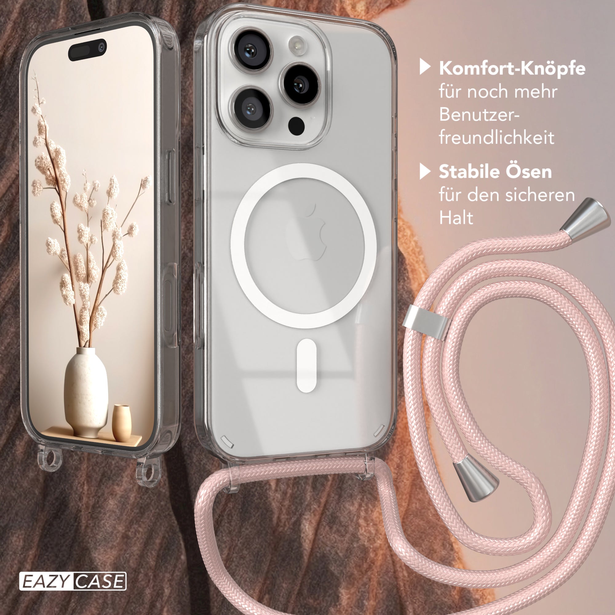 iPhone 16 Pro transparente Hülle + Kordel mit MagSafe