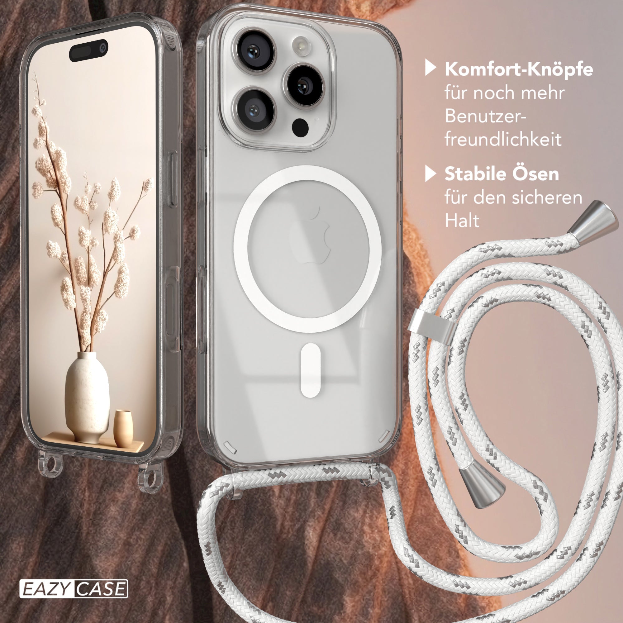 iPhone 16 Pro transparente Hülle + Kordel mit MagSafe