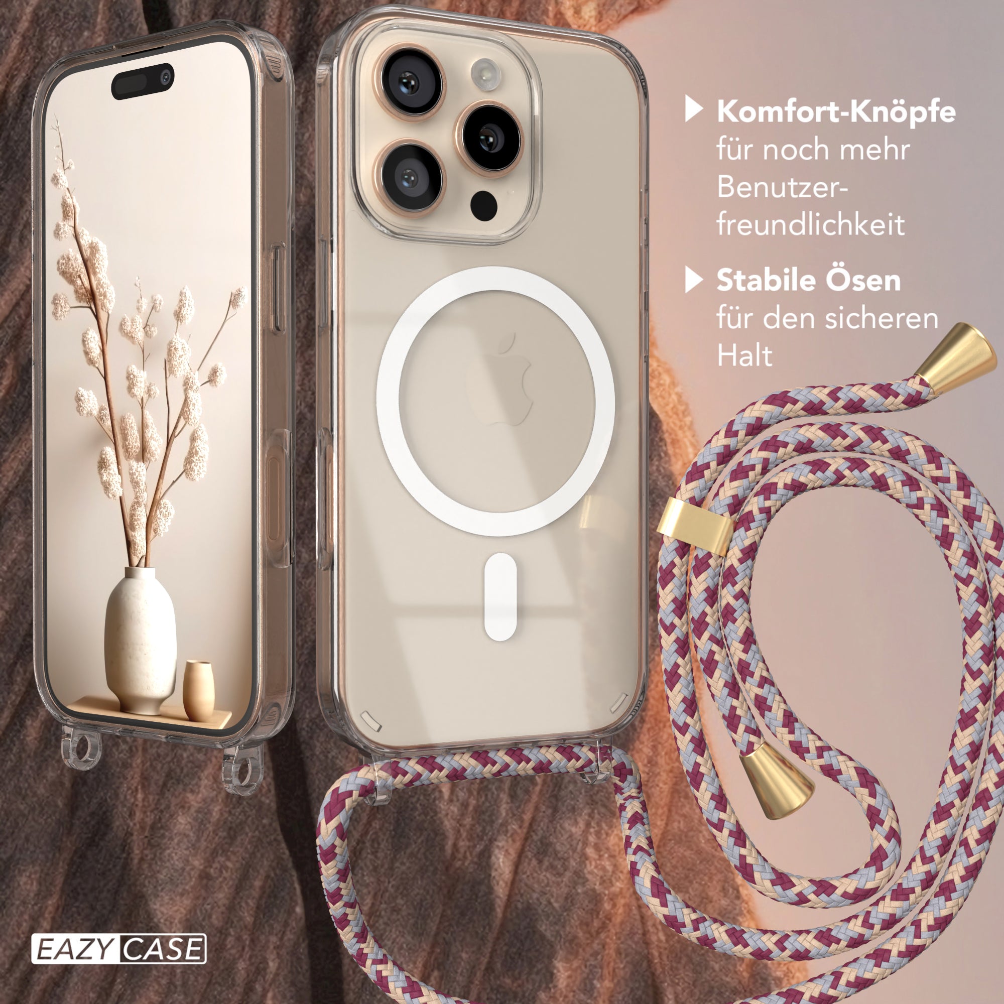 iPhone 16 Pro transparente Hülle + Kordel mit MagSafe