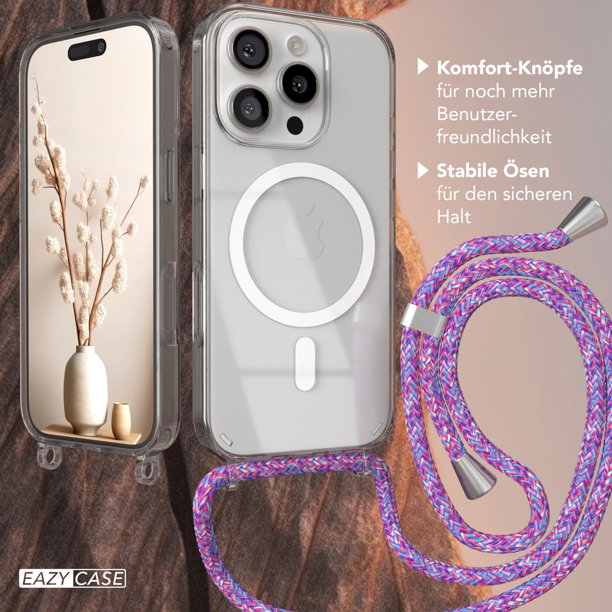 iPhone 16 Pro transparente Hülle + Kordel mit MagSafe