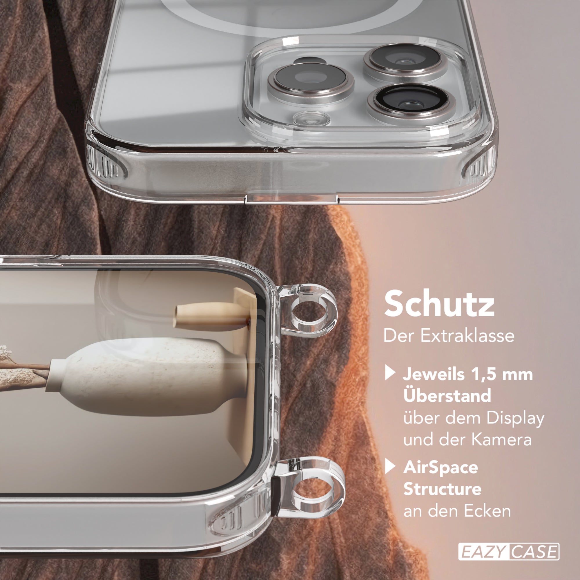 iPhone 16 Pro transparente Hülle + Kordel mit MagSafe