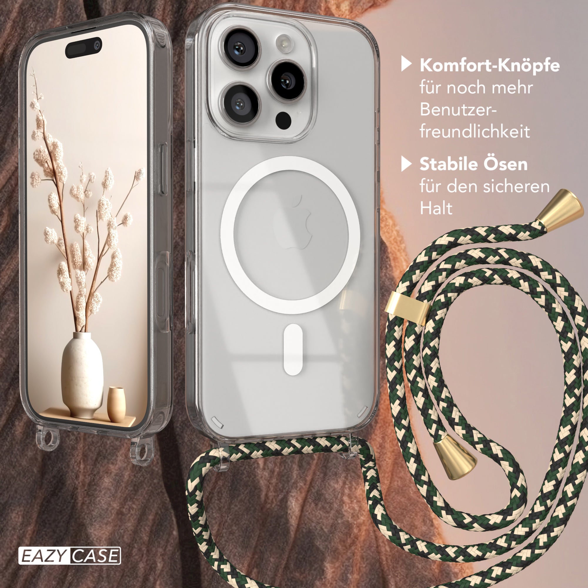 iPhone 16 Pro transparente Hülle + Kordel mit MagSafe