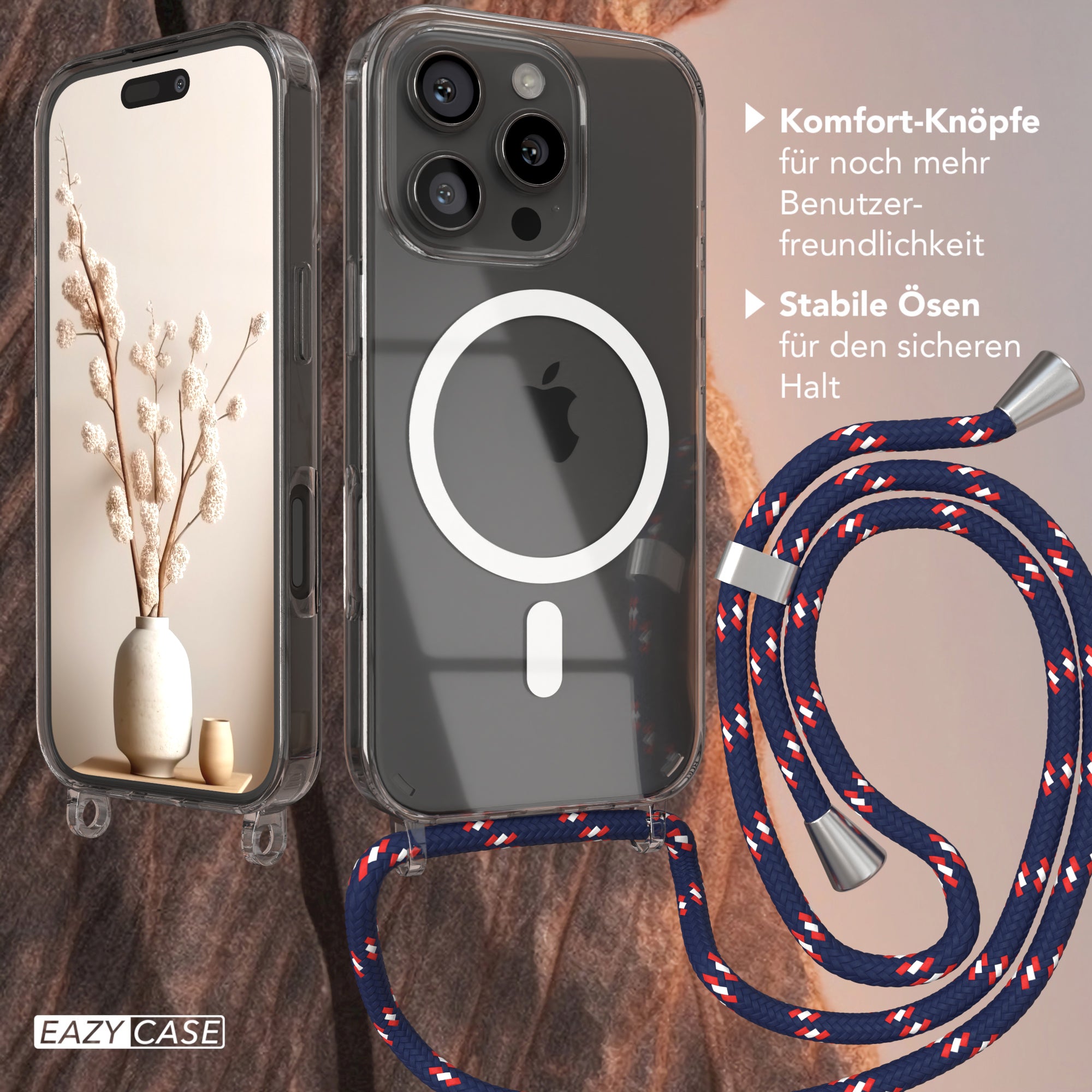 iPhone 16 Pro transparente Hülle + Kordel mit MagSafe