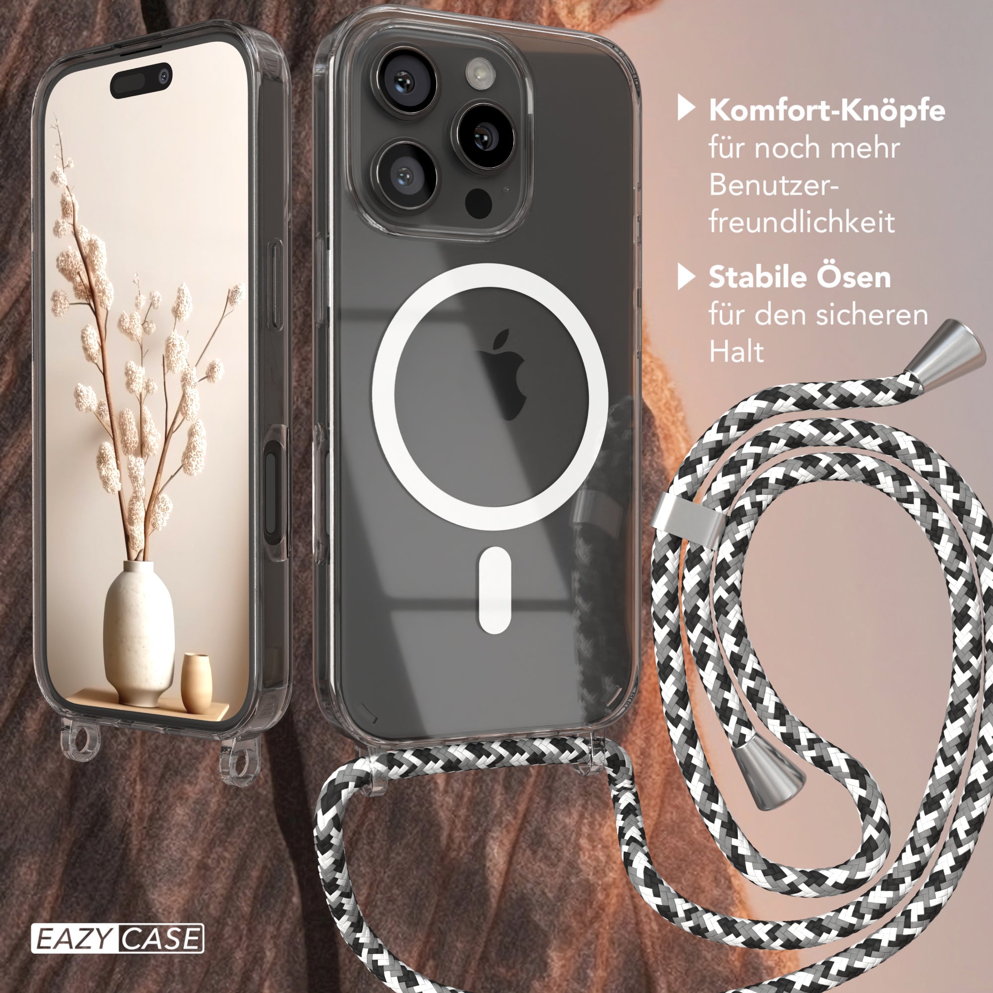 iPhone 16 Pro transparente Hülle + Kordel mit MagSafe