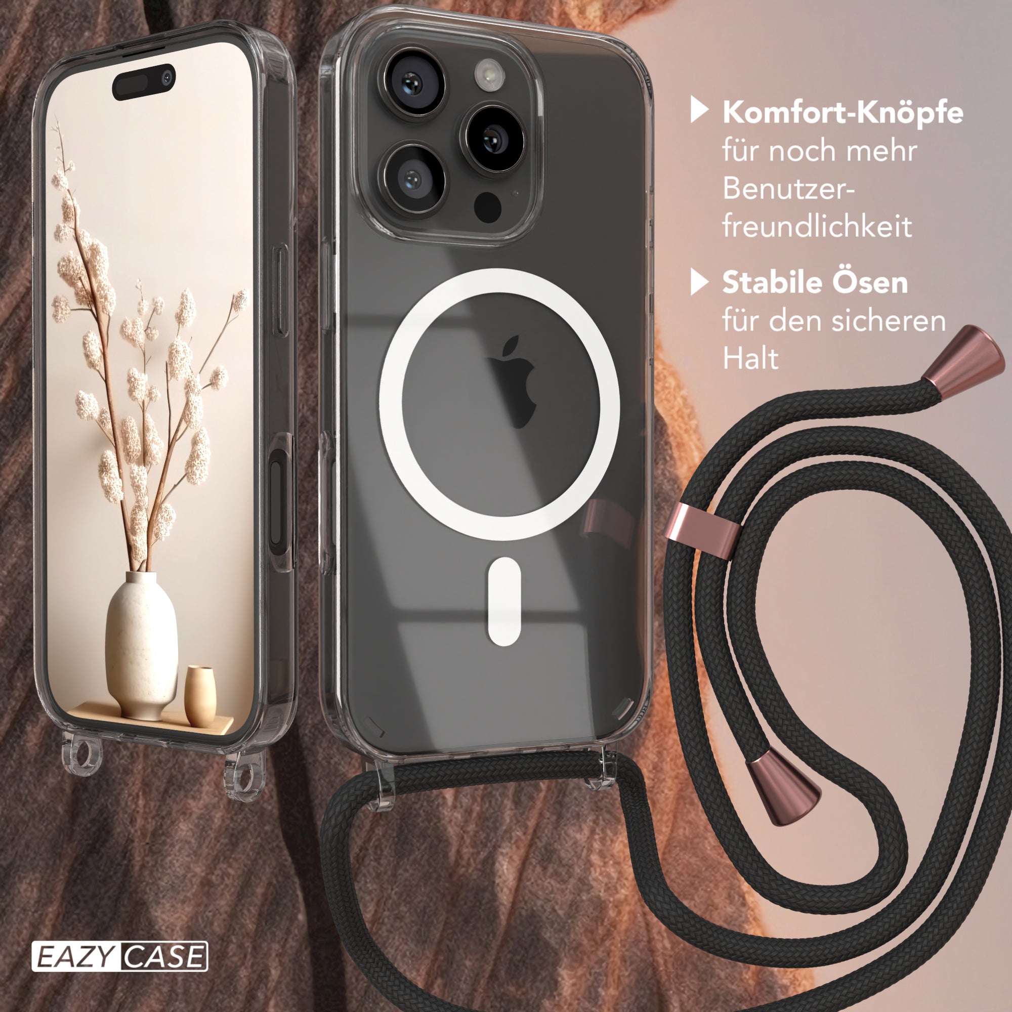 iPhone 16 Pro transparente Hülle + Kordel mit MagSafe