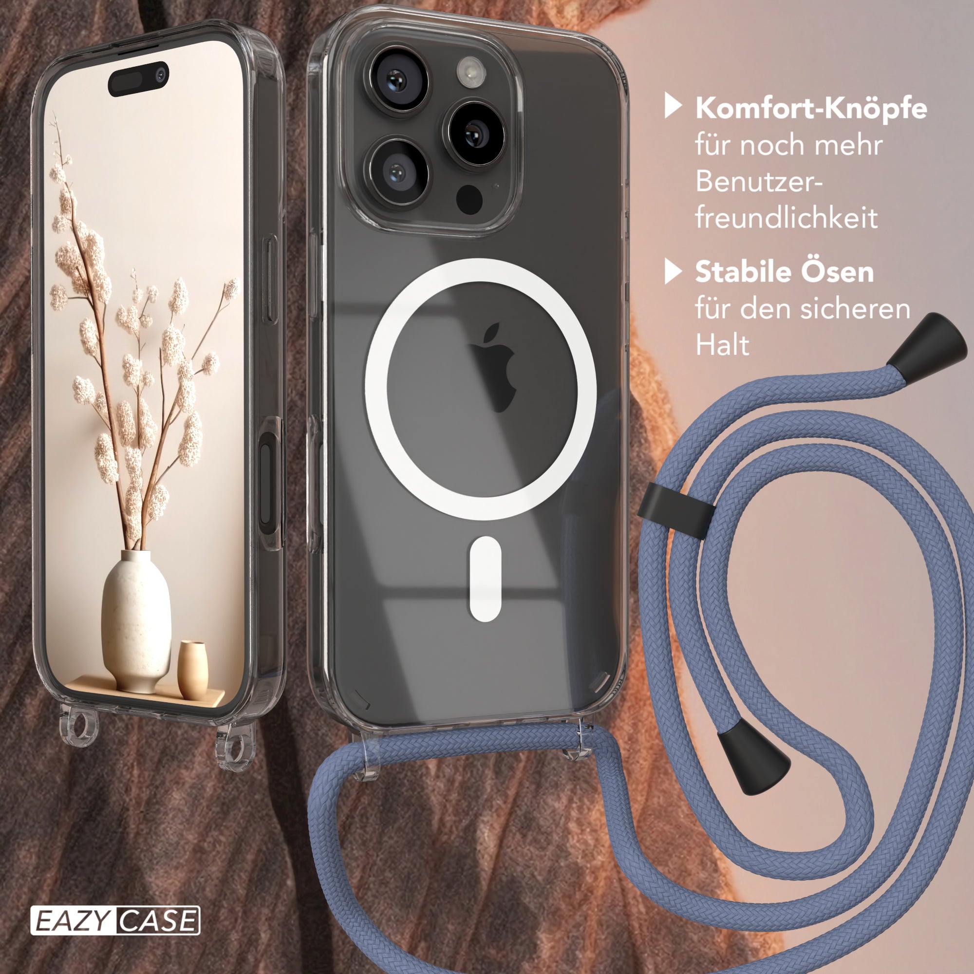 iPhone 16 Pro transparente Hülle + Kordel mit MagSafe