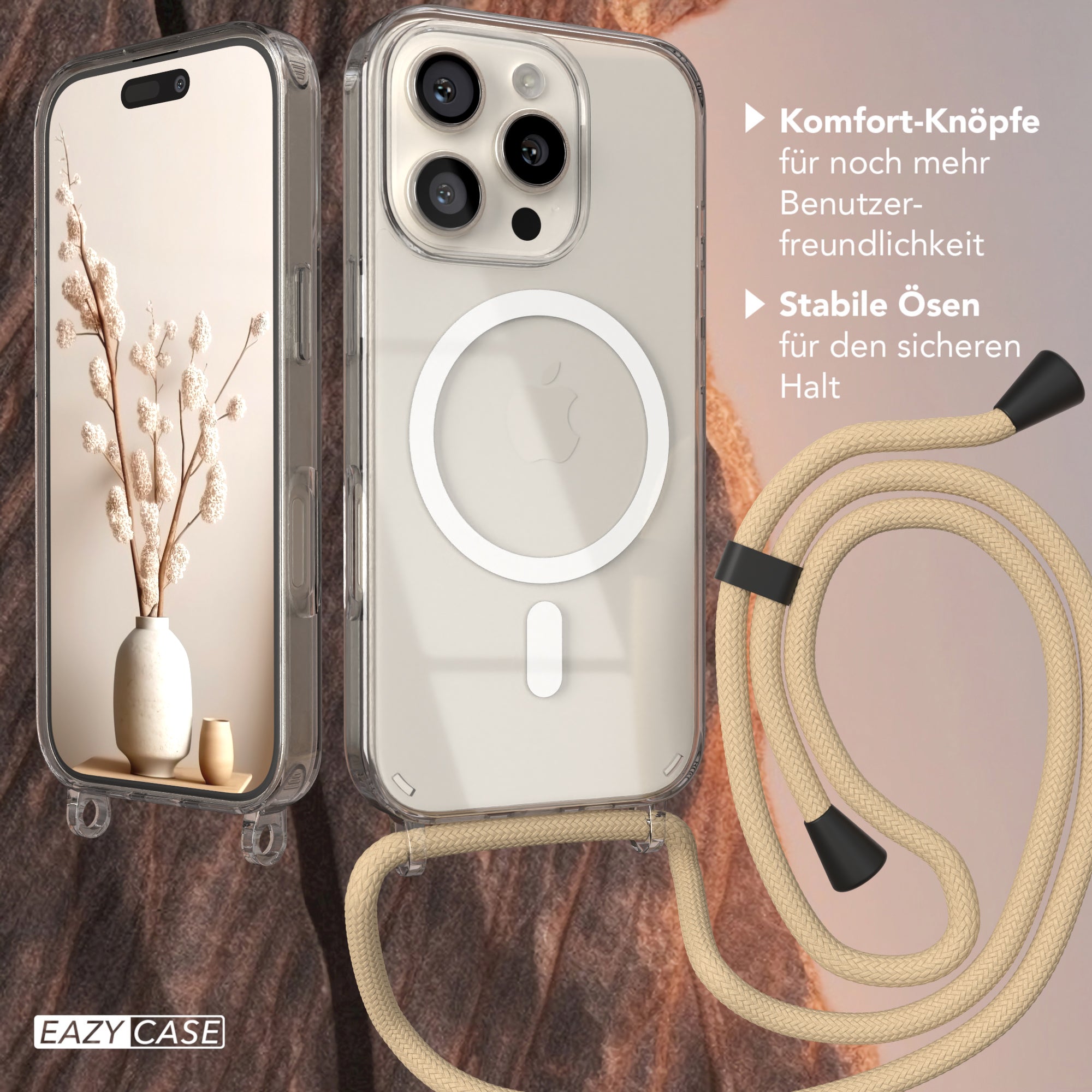 iPhone 16 Pro transparente Hülle + Kordel mit MagSafe