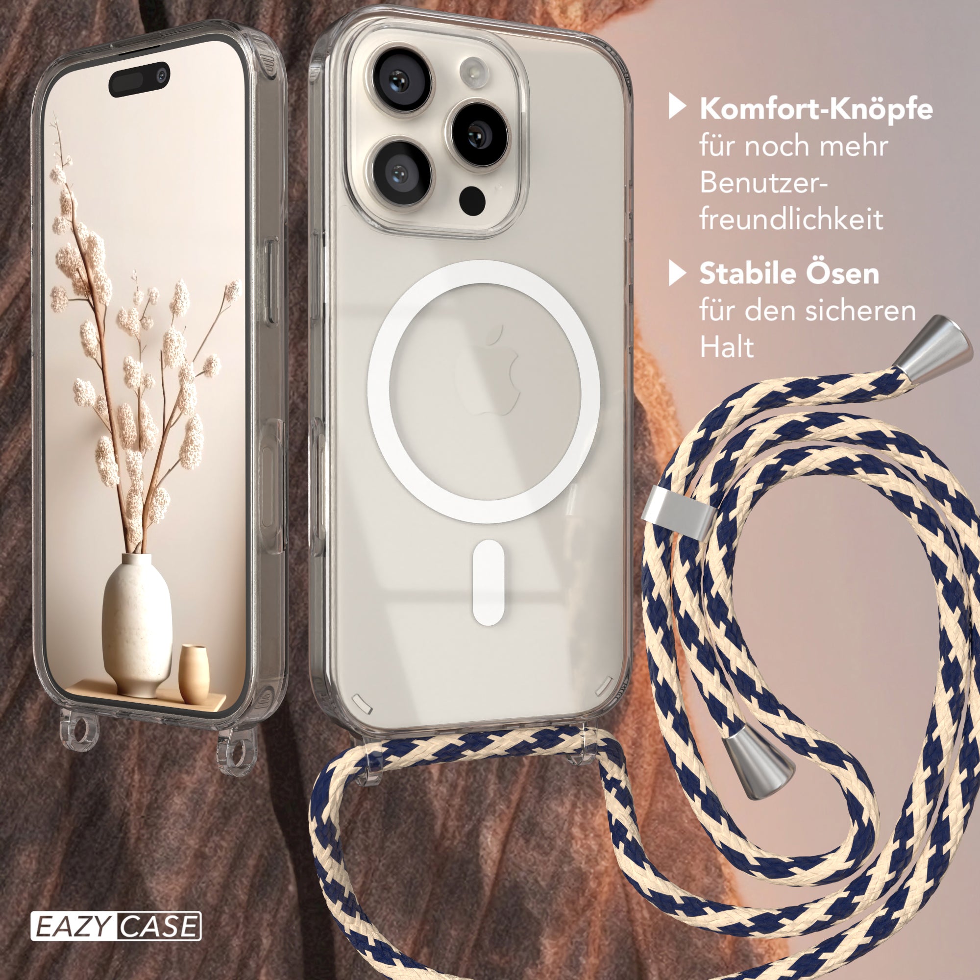 iPhone 16 Pro transparente Hülle + Kordel mit MagSafe