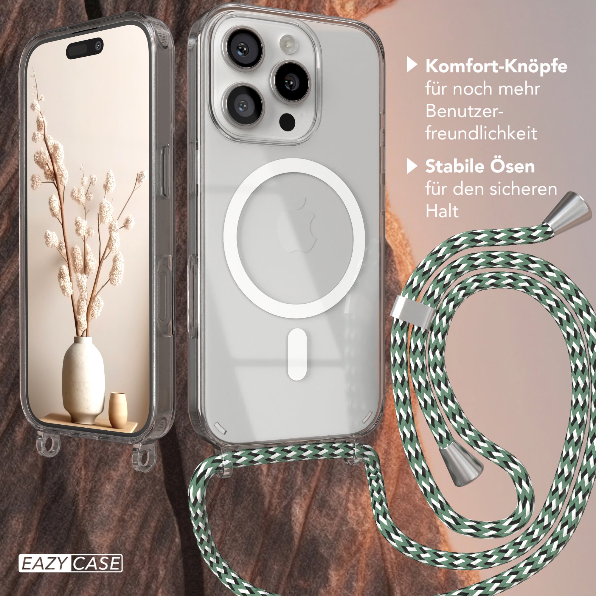 iPhone 16 Pro transparente Hülle + Kordel mit MagSafe