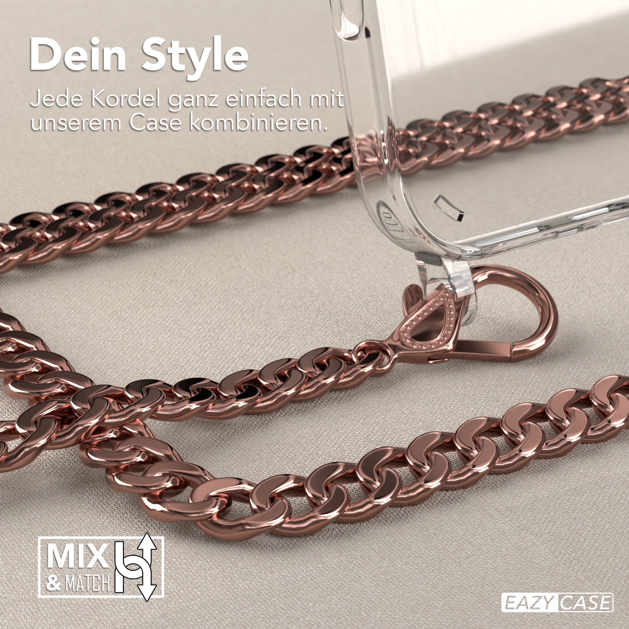 iPhone 16 Pro Max Hülle mit Metallkette + Schwarze Kordel