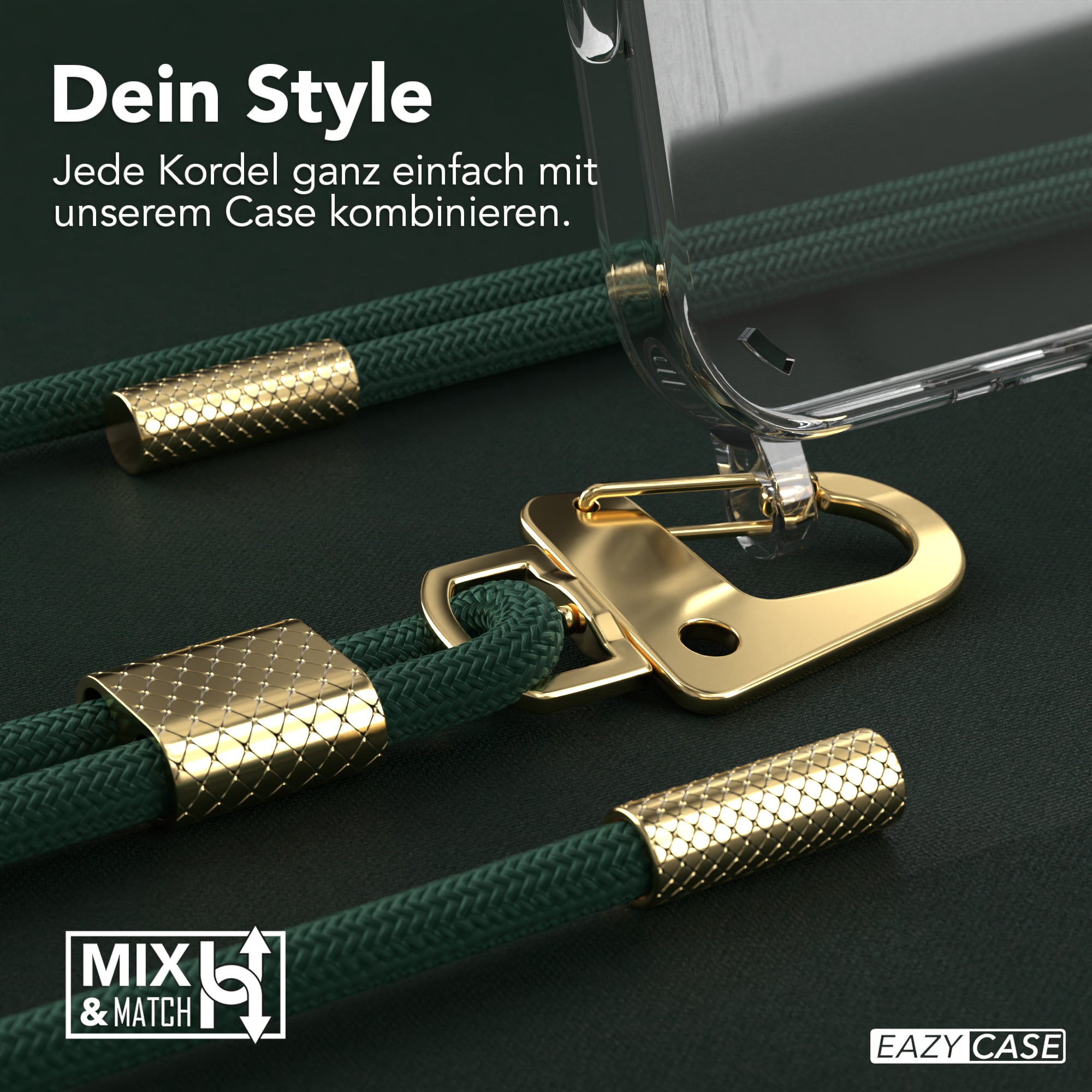 iPhone 16 Pro Max Hülle + Kordel mit Karabinern