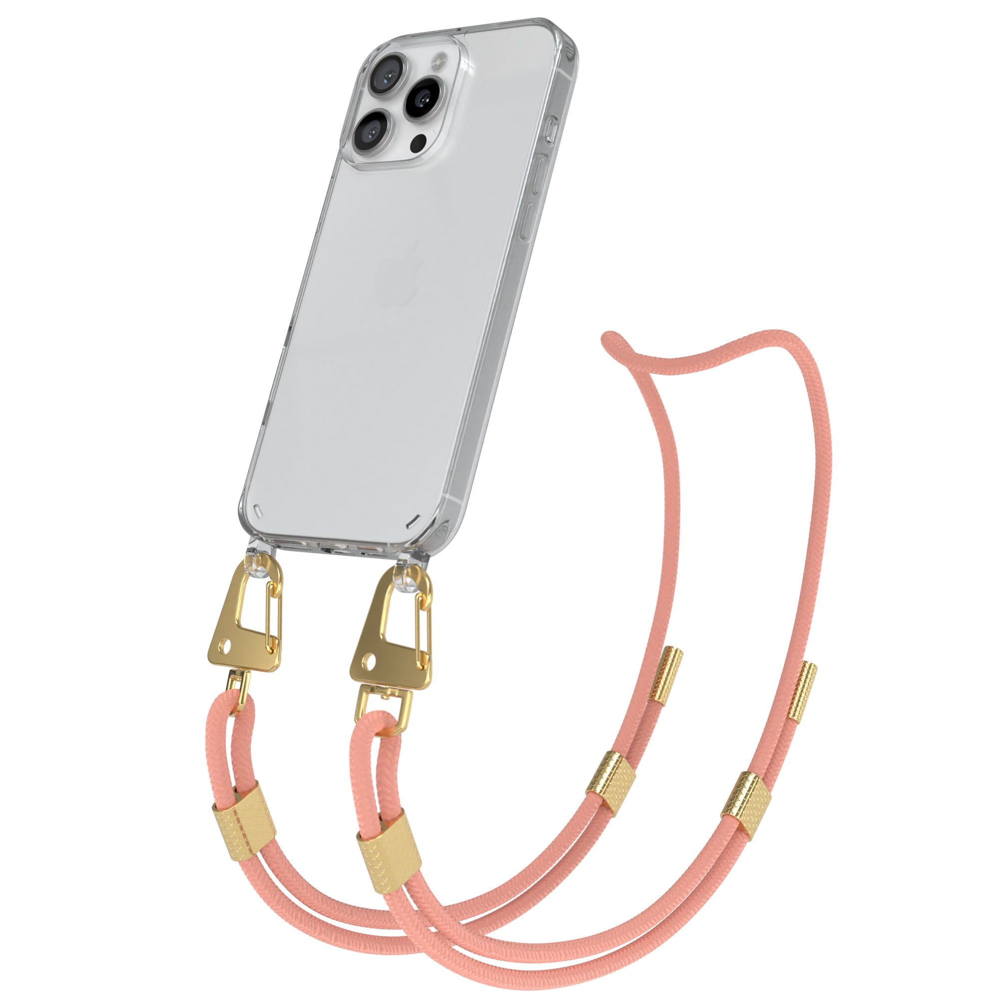 iPhone 16 Pro Max Hülle + Kordel mit Karabinern