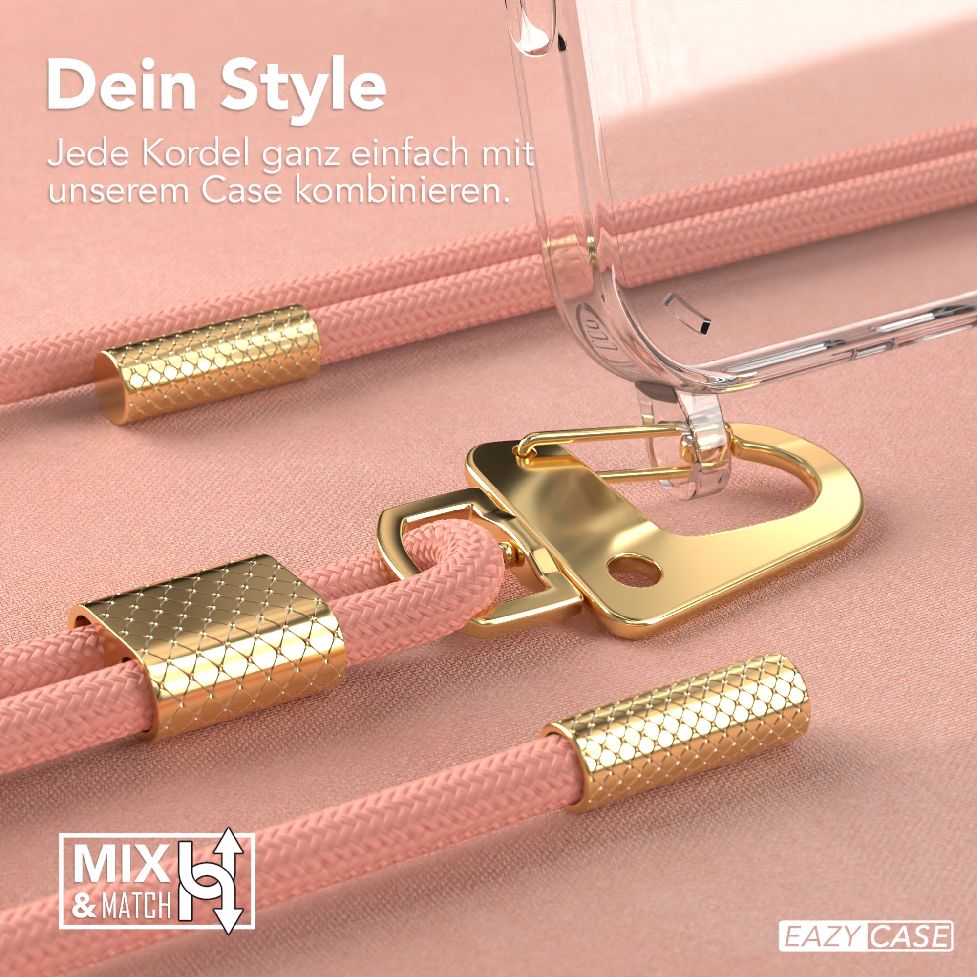 iPhone 16 Pro Max Hülle + Kordel mit Karabinern