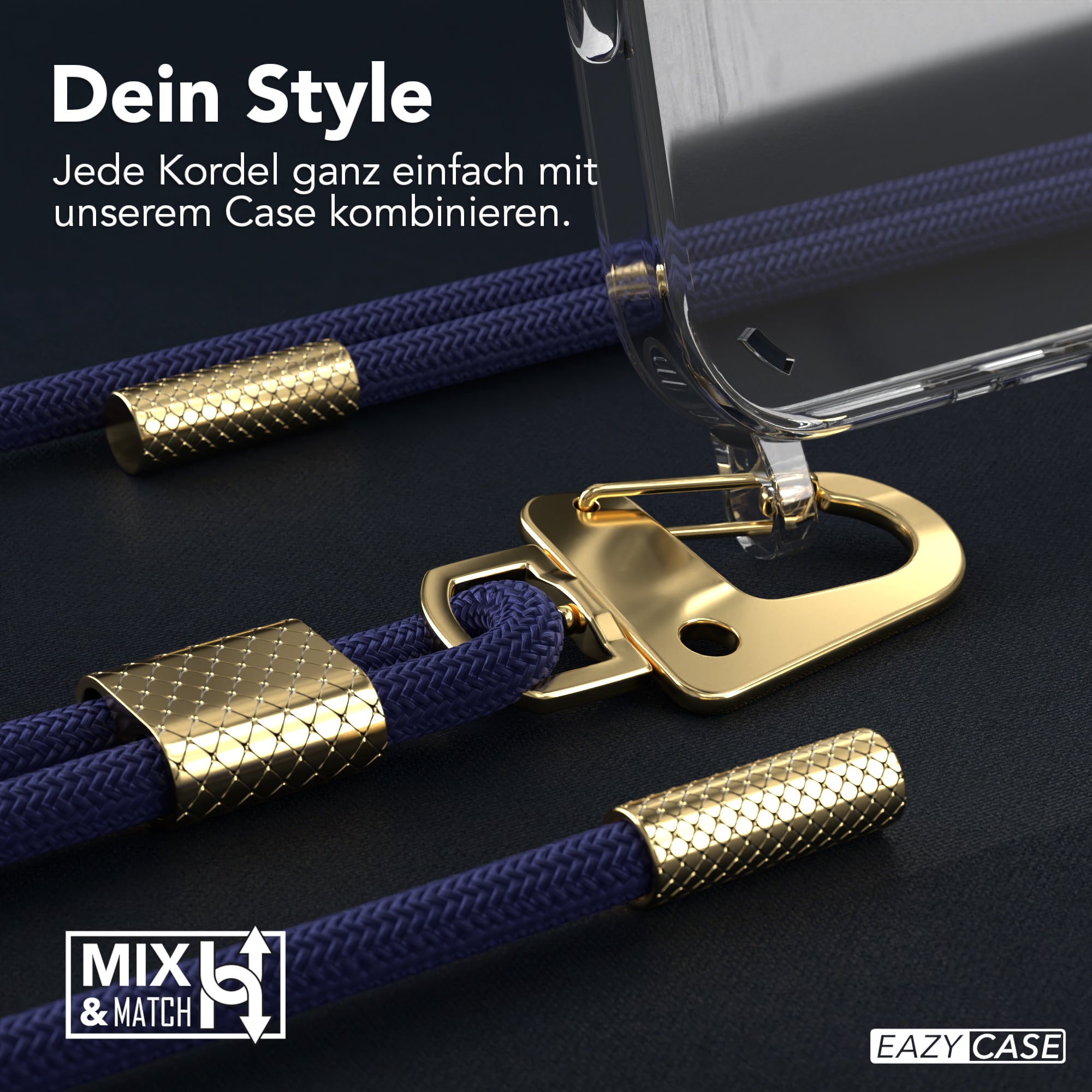 iPhone 16 Pro Max Hülle + Kordel mit Karabinern