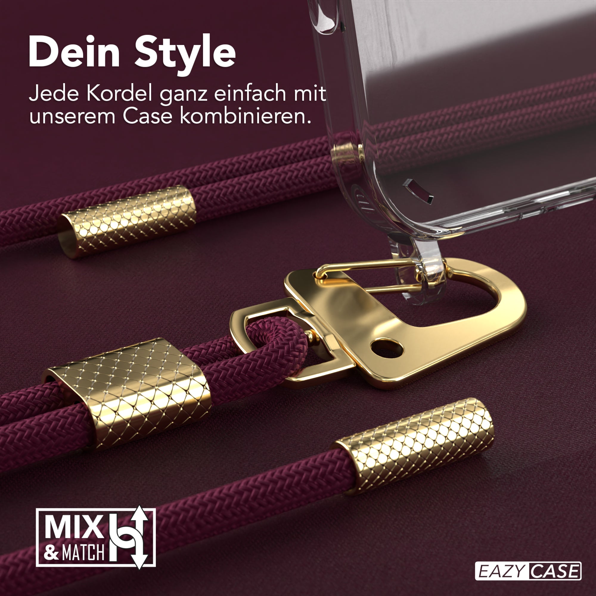 iPhone 16 Pro Max Hülle + Kordel mit Karabinern