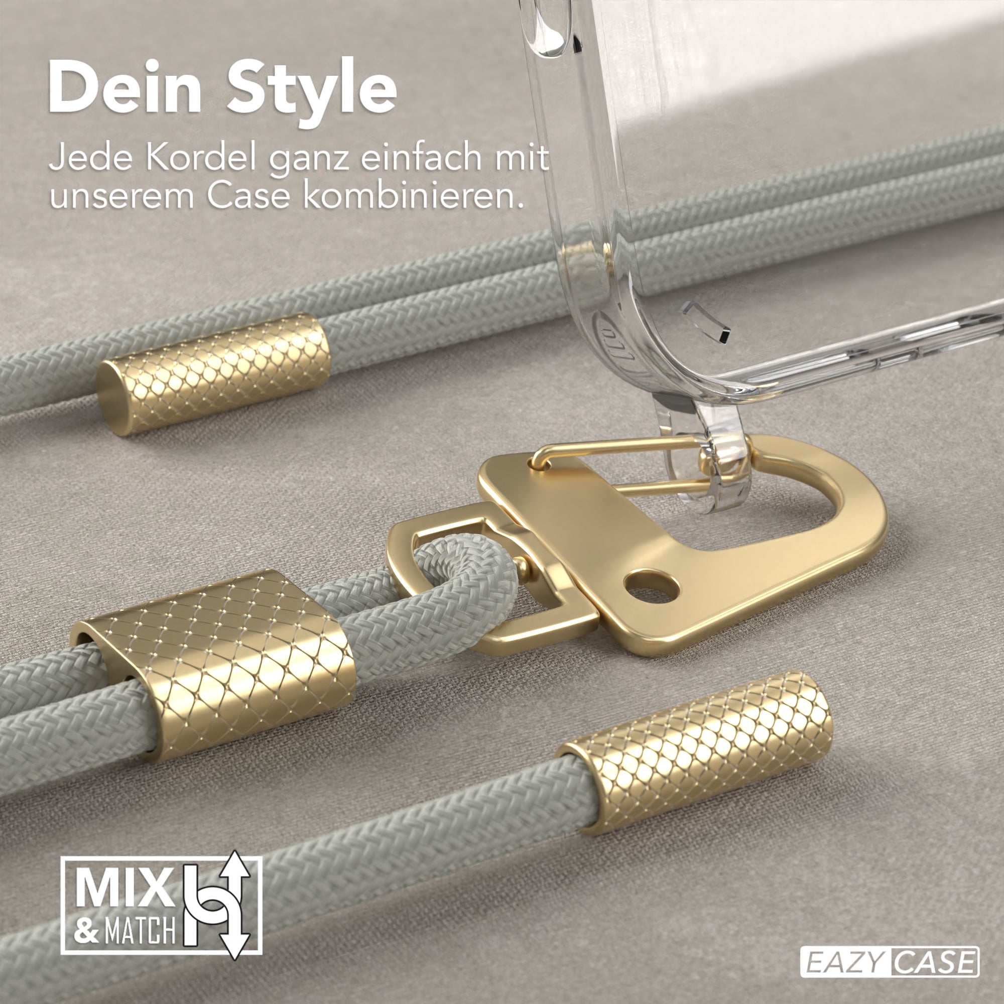 iPhone 16 Pro Max Hülle + Kordel mit Karabinern