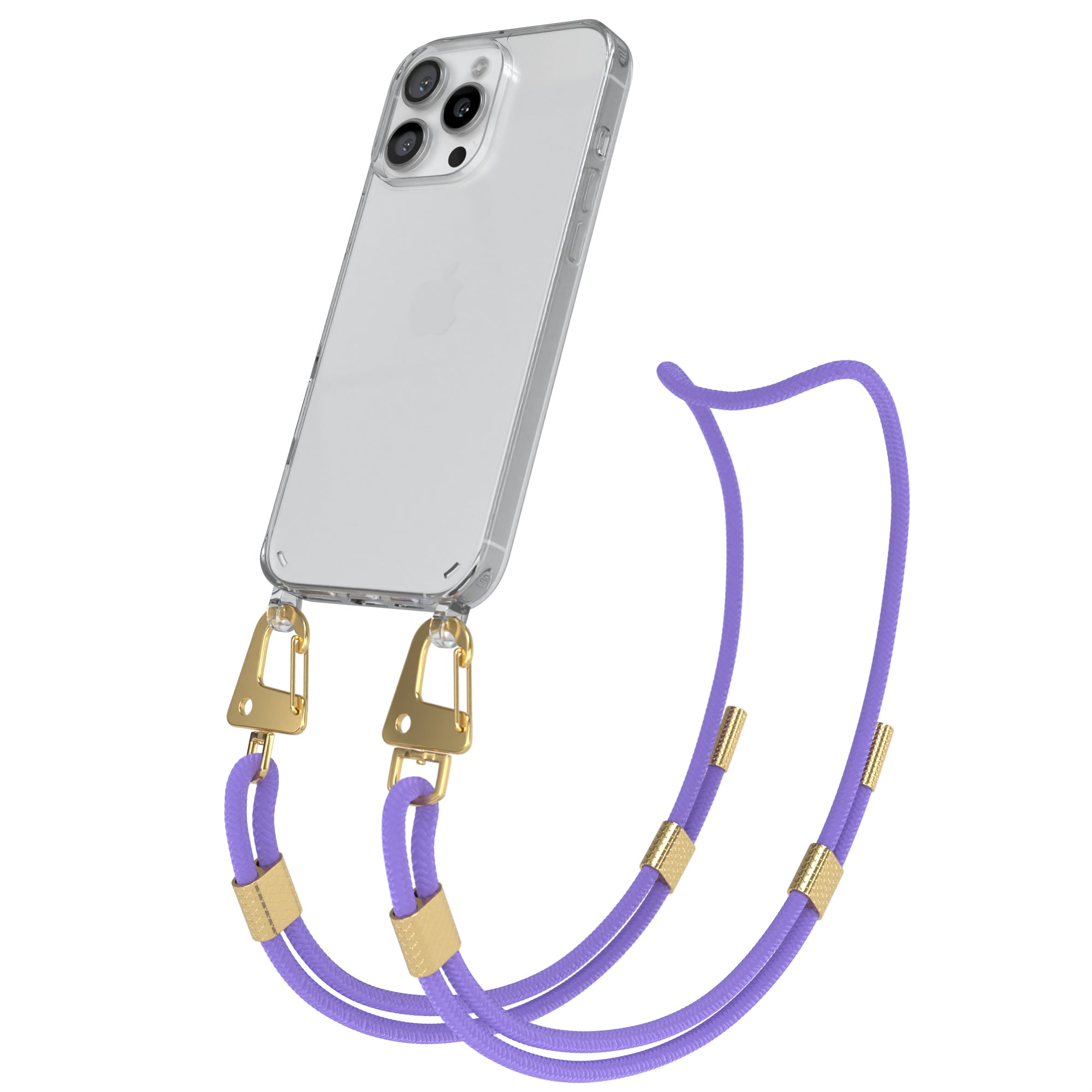 iPhone 16 Pro Max Hülle + Kordel mit Karabinern