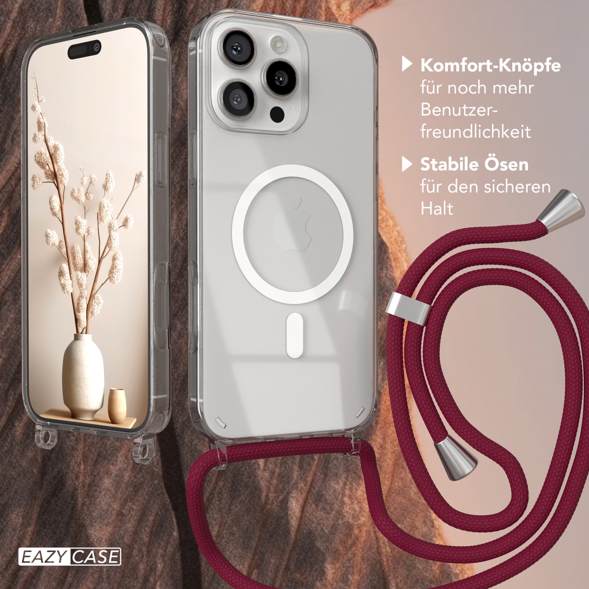 iPhone 16 Pro Max transparente Hülle + Kordel mit MagSafe