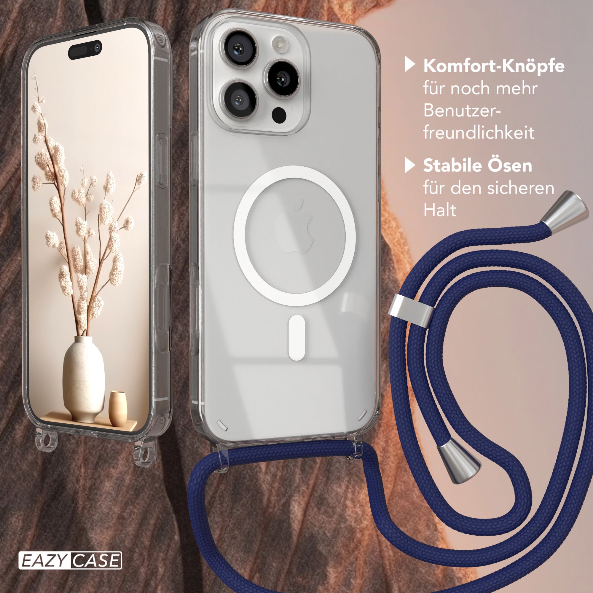 iPhone 16 Pro Max transparente Hülle + Kordel mit MagSafe