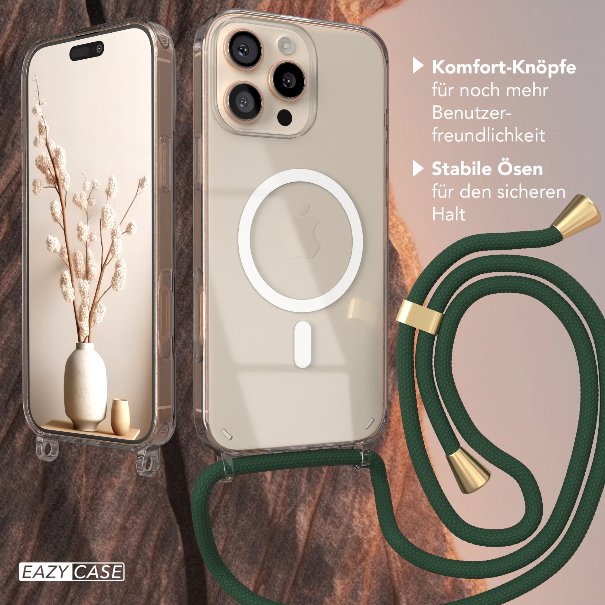 iPhone 16 Pro Max transparente Hülle + Kordel mit MagSafe