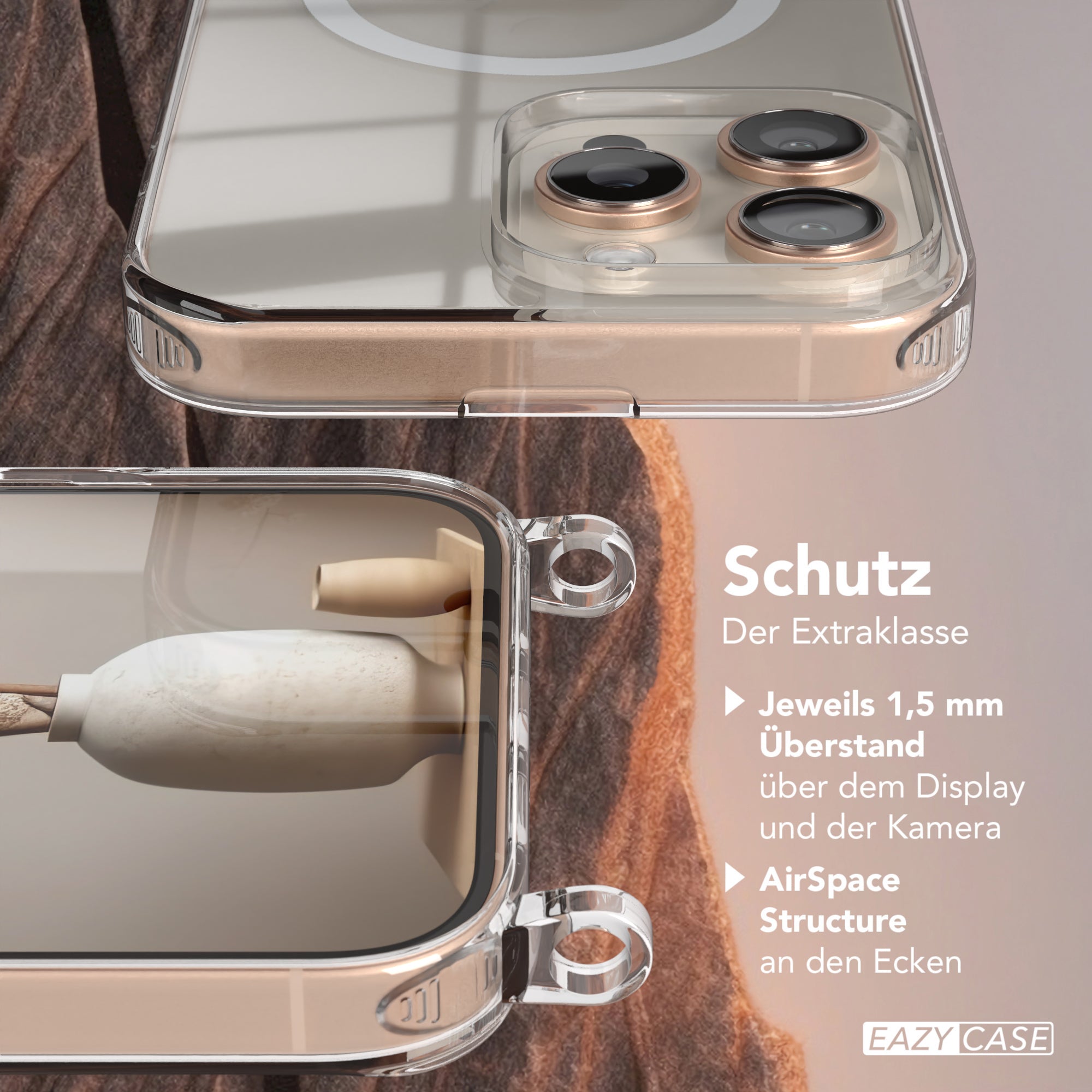 iPhone 16 Pro Max transparente Hülle + Kordel mit MagSafe