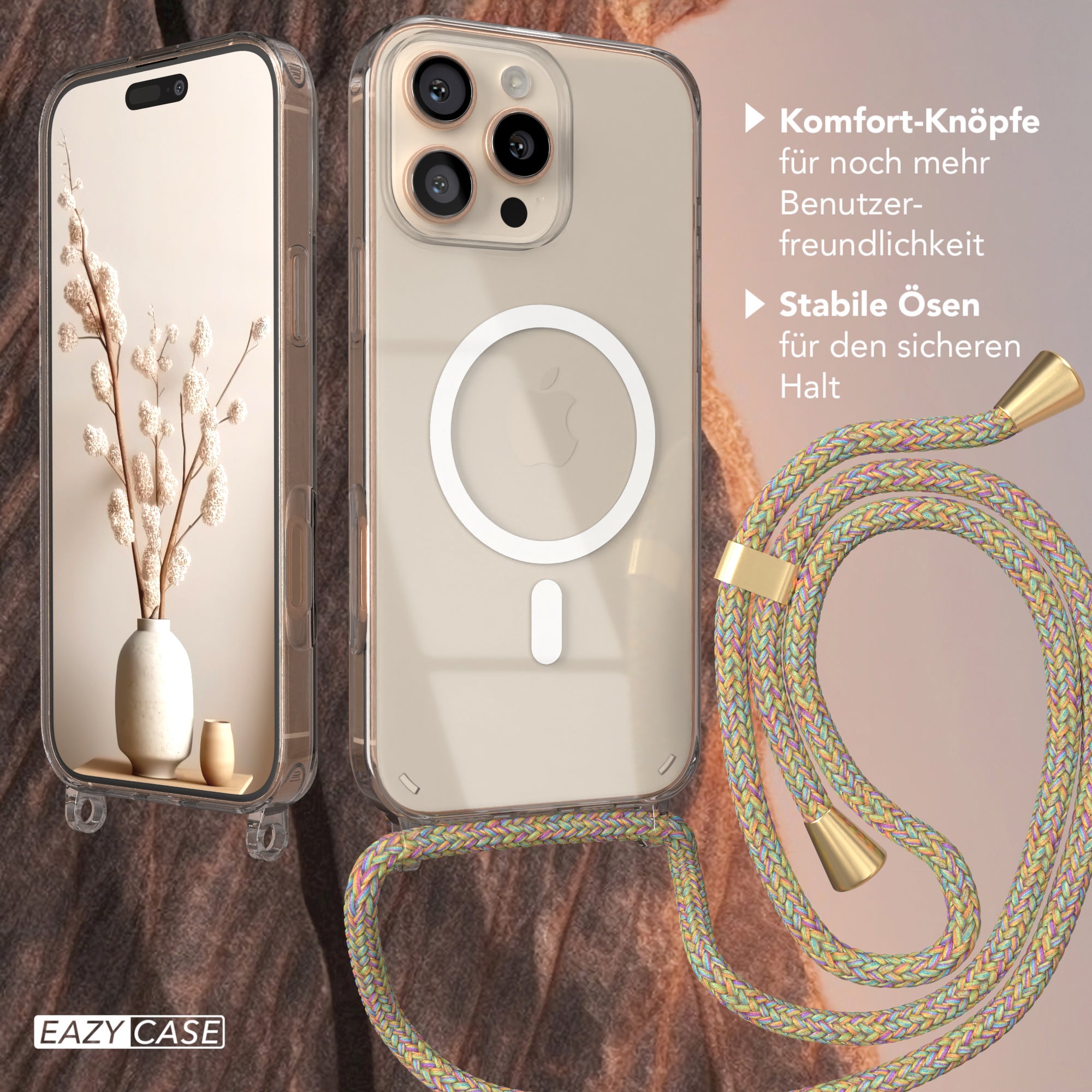 iPhone 16 Pro Max transparente Hülle + Kordel mit MagSafe