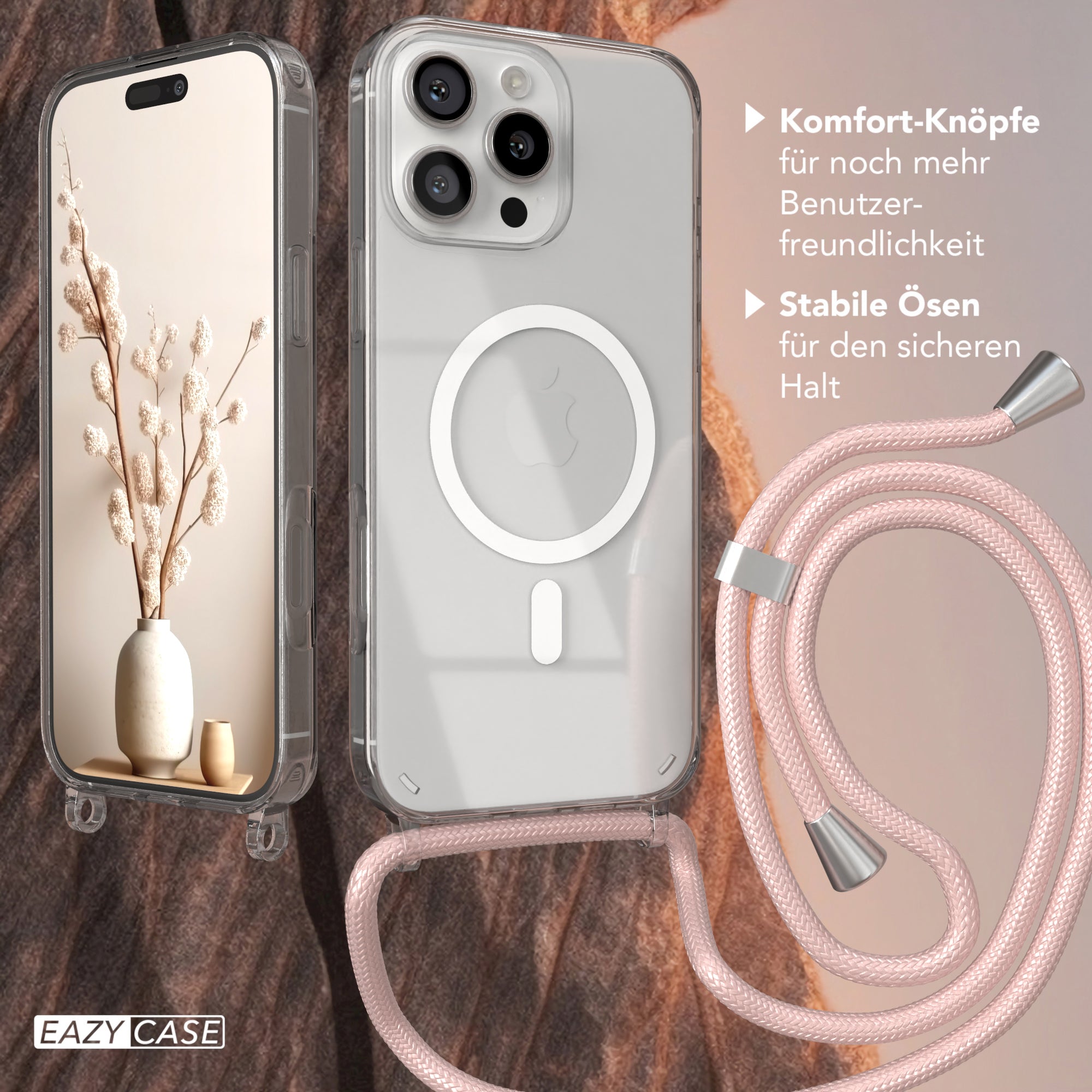 iPhone 16 Pro Max transparente Hülle + Kordel mit MagSafe