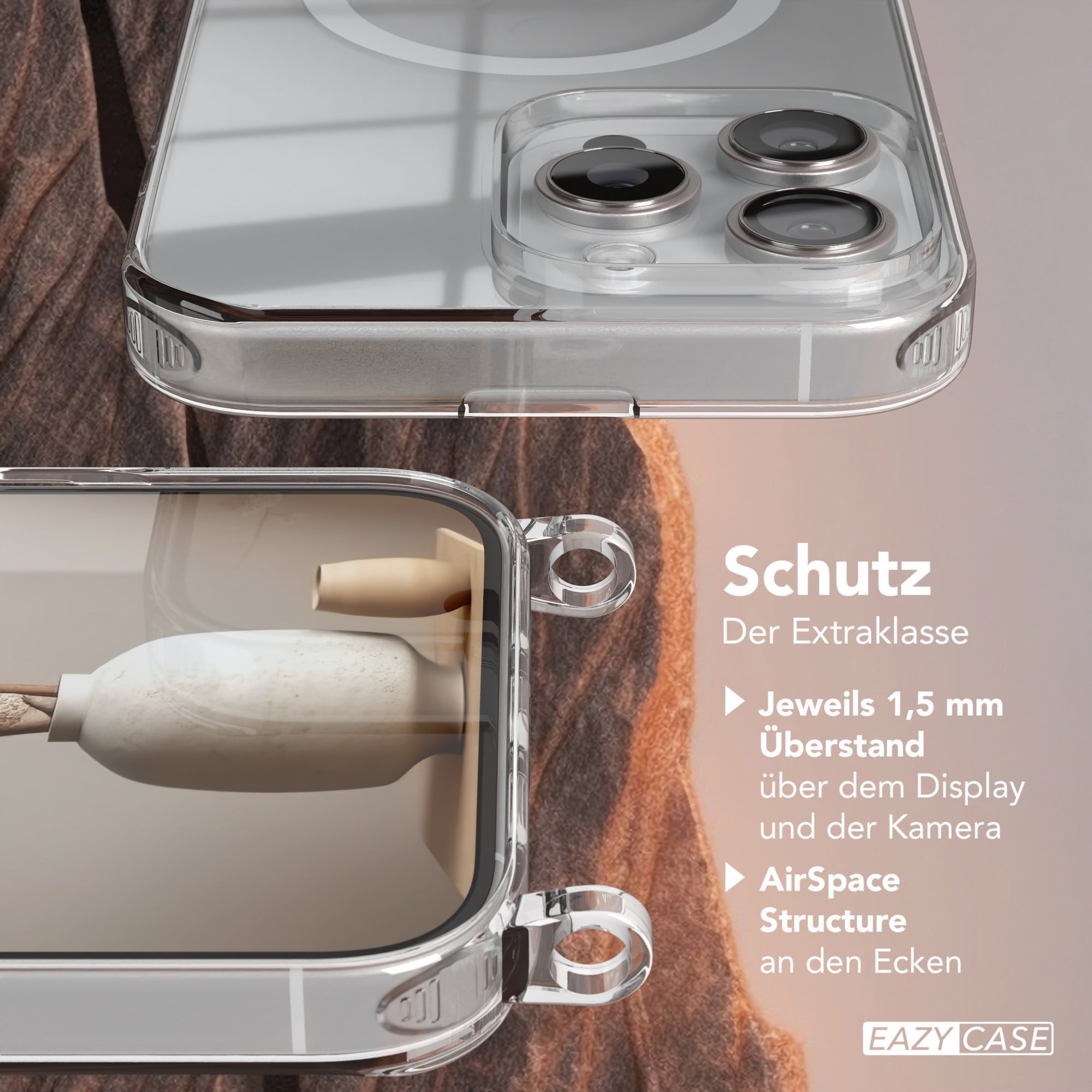 iPhone 16 Pro Max transparente Hülle + Kordel mit MagSafe