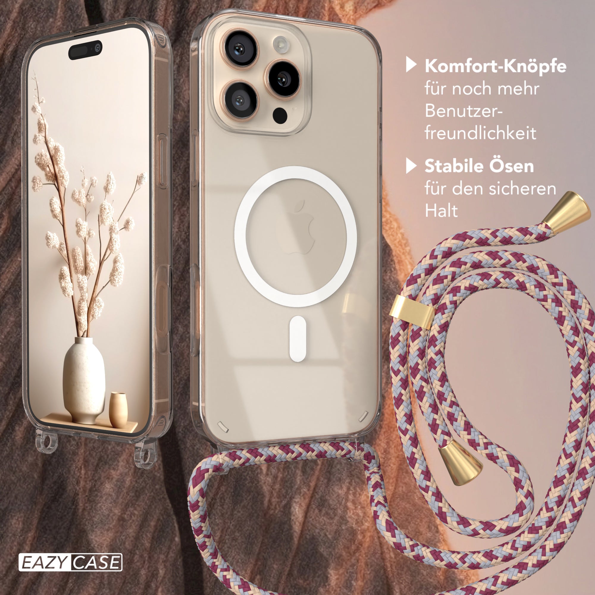 iPhone 16 Pro Max transparente Hülle + Kordel mit MagSafe