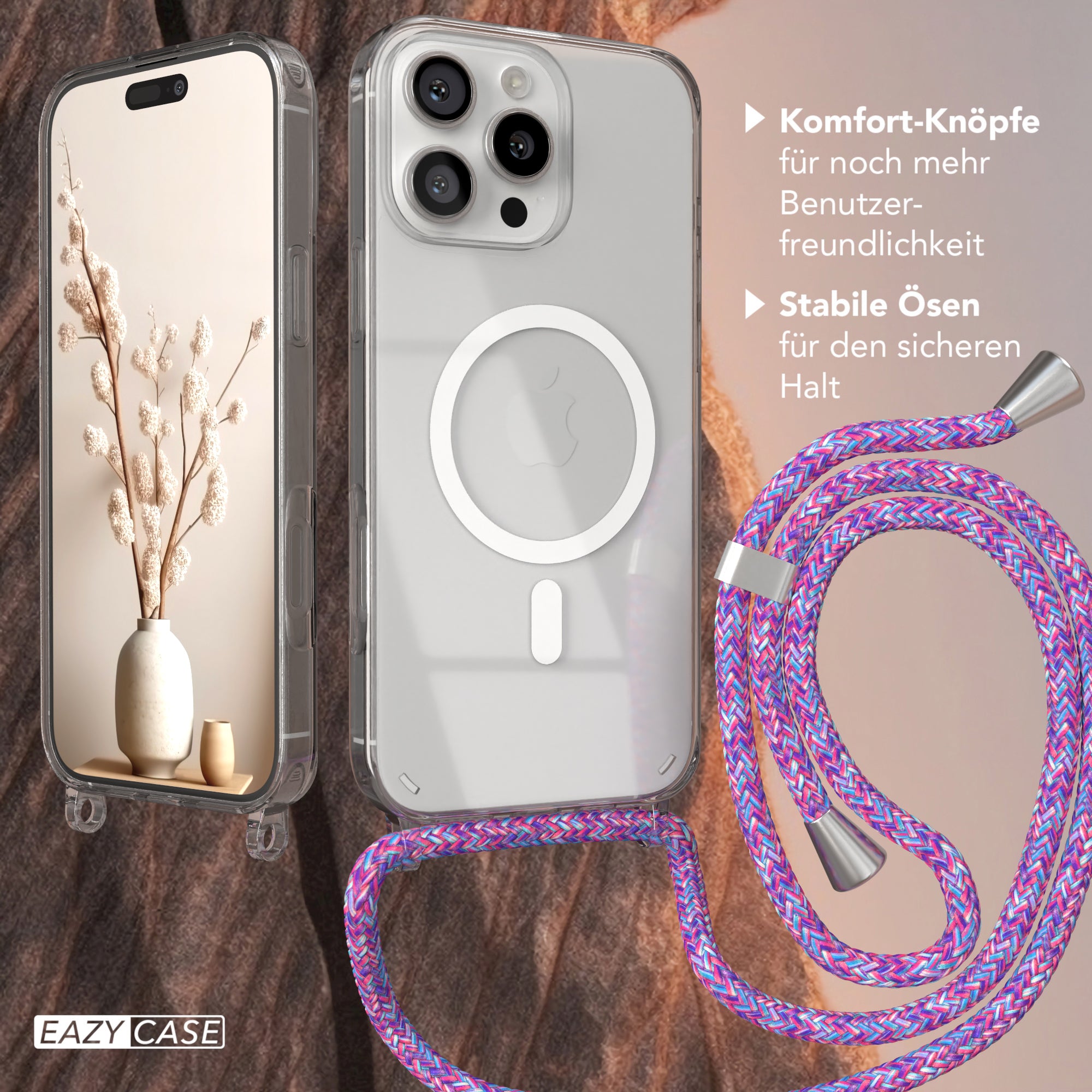 iPhone 16 Pro Max transparente Hülle + Kordel mit MagSafe