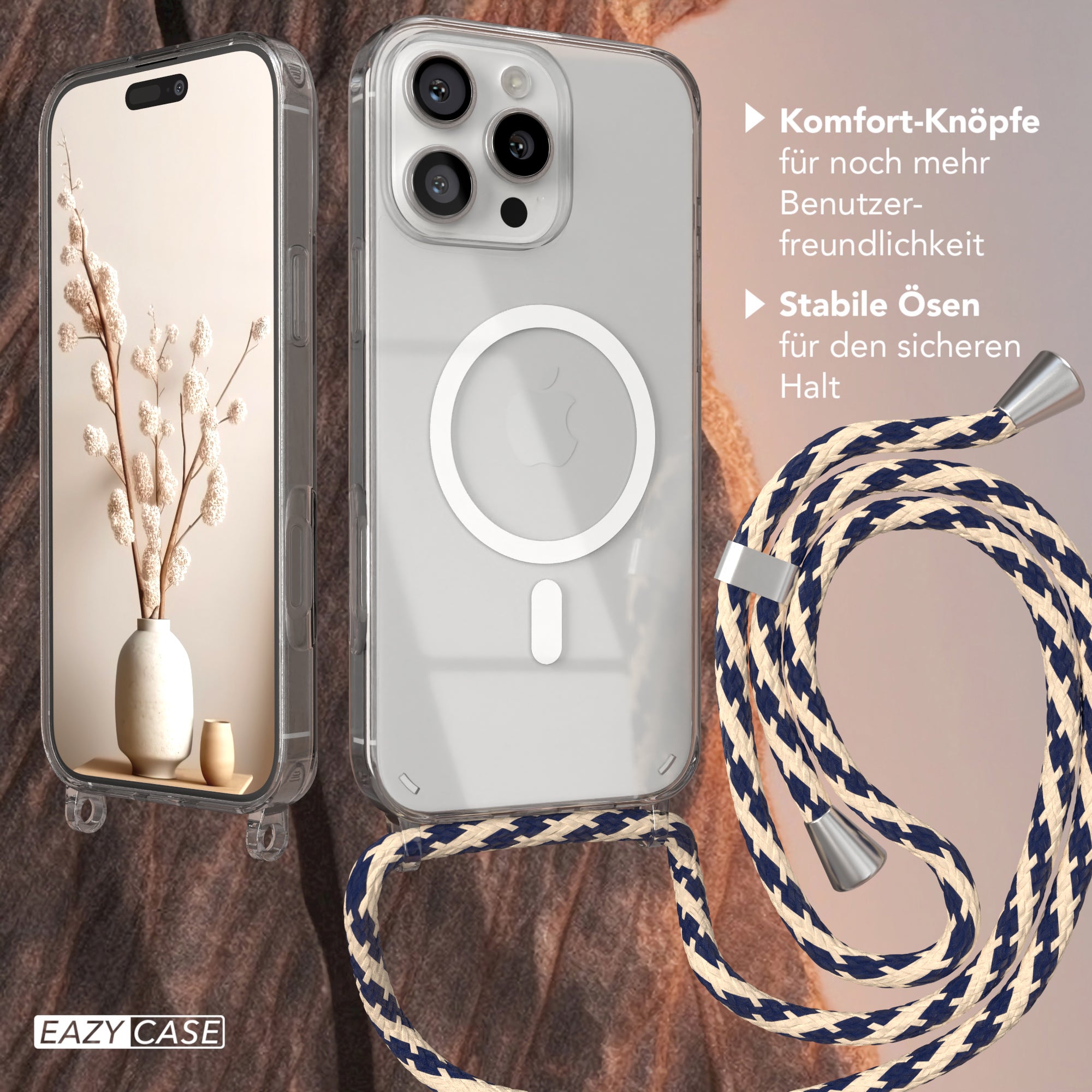 iPhone 16 Pro Max transparente Hülle + Kordel mit MagSafe