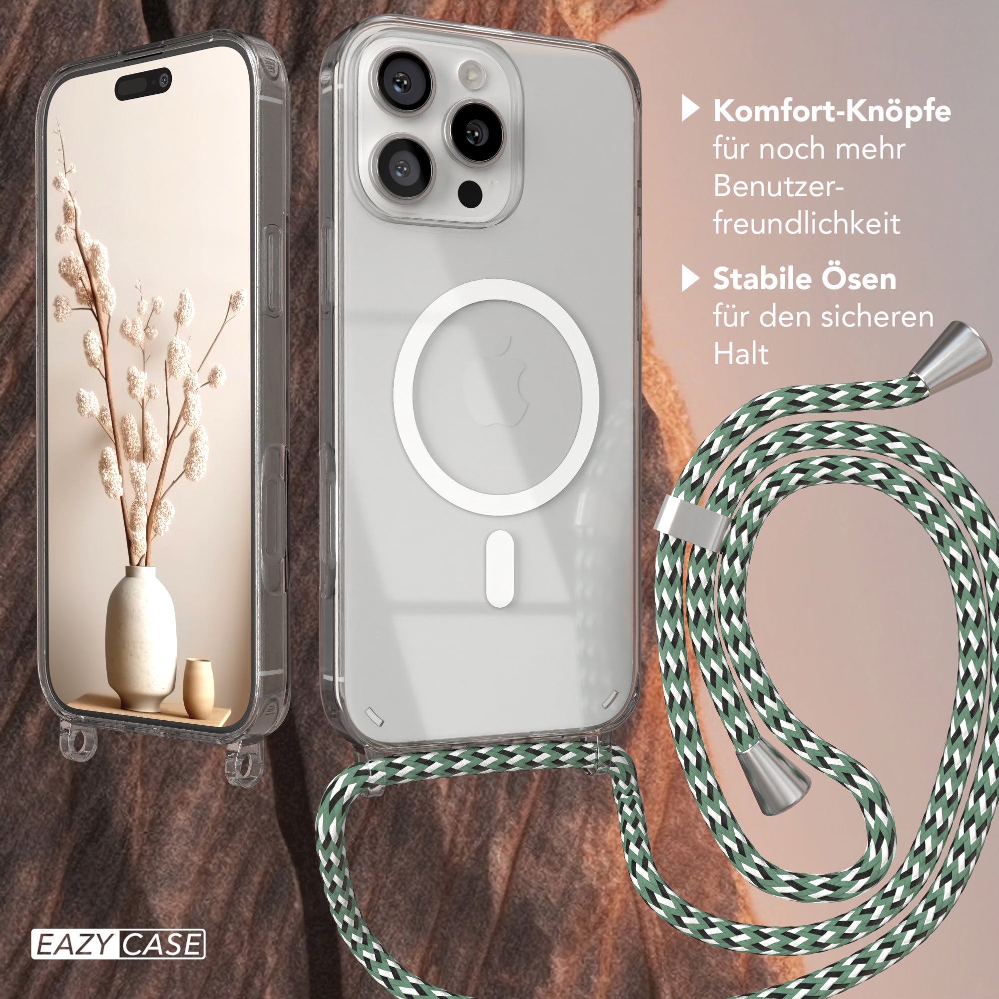 iPhone 16 Pro Max transparente Hülle + Kordel mit MagSafe