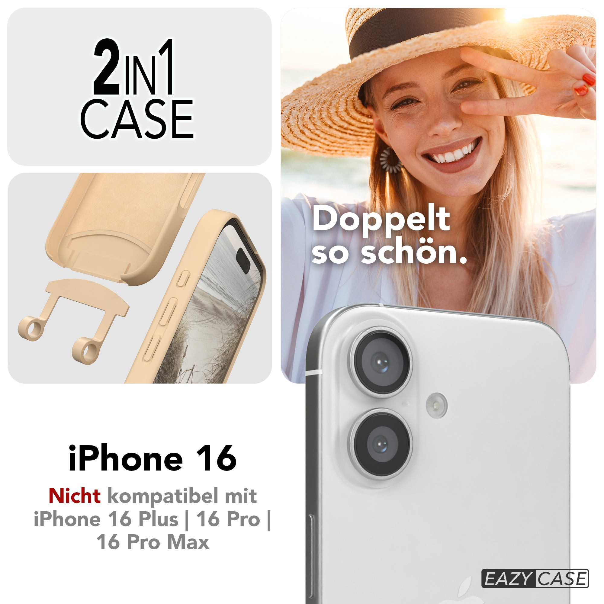 iPhone 16 2in1 Hülle mit Kordel