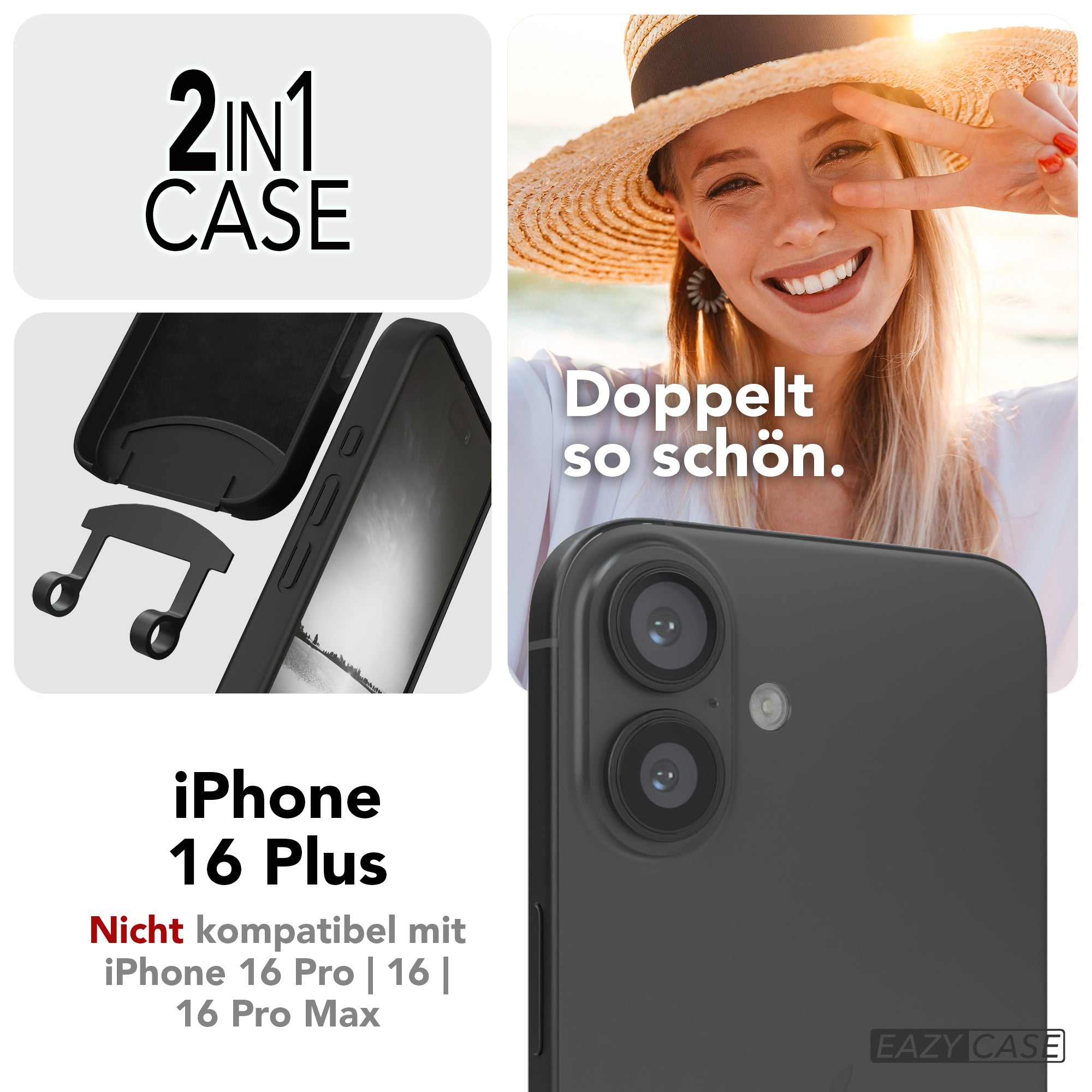 iPhone 16 Plus 2in1 Hülle mit Kordel