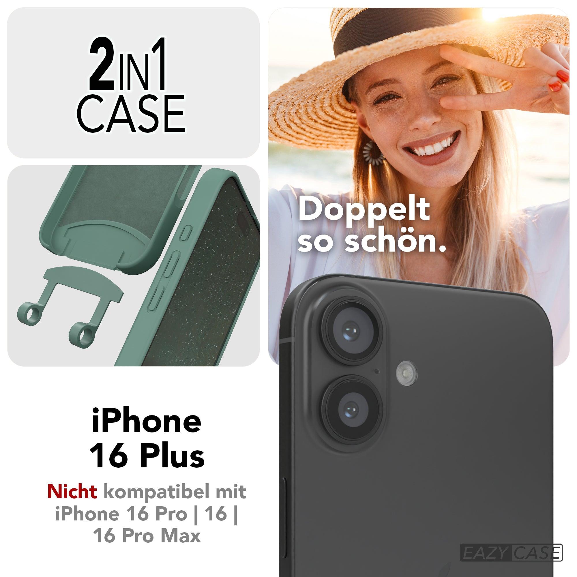 iPhone 16 Plus 2in1 Hülle mit Kordel