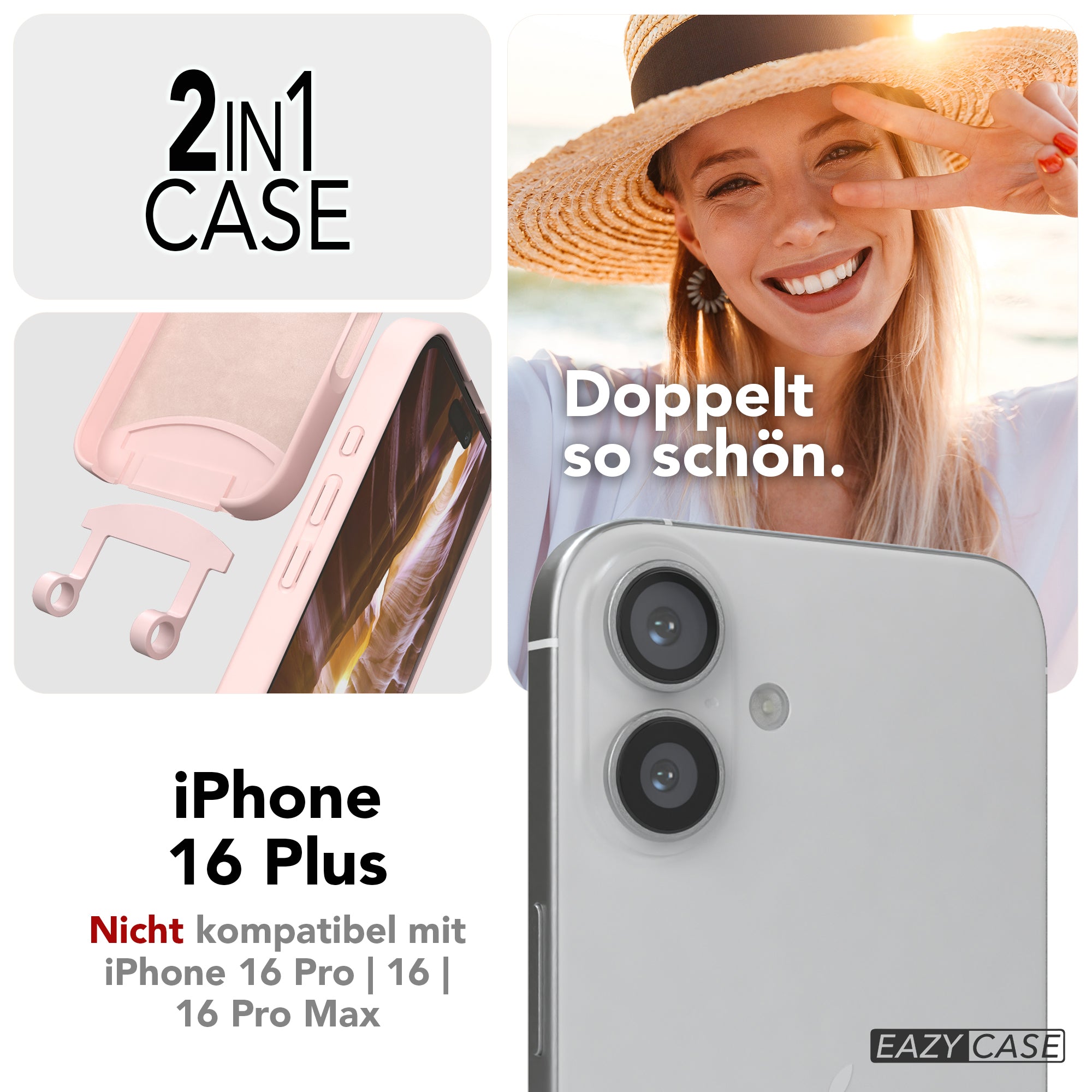 iPhone 16 Plus 2in1 Hülle mit Kordel