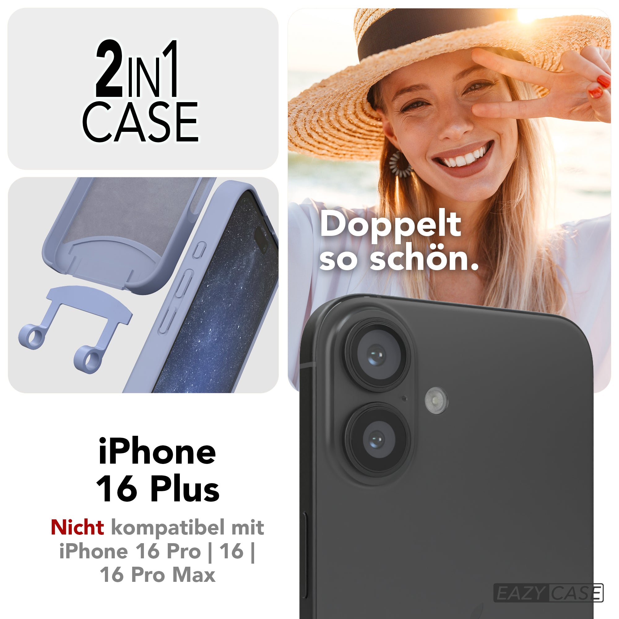 iPhone 16 Plus 2in1 Hülle mit Kordel