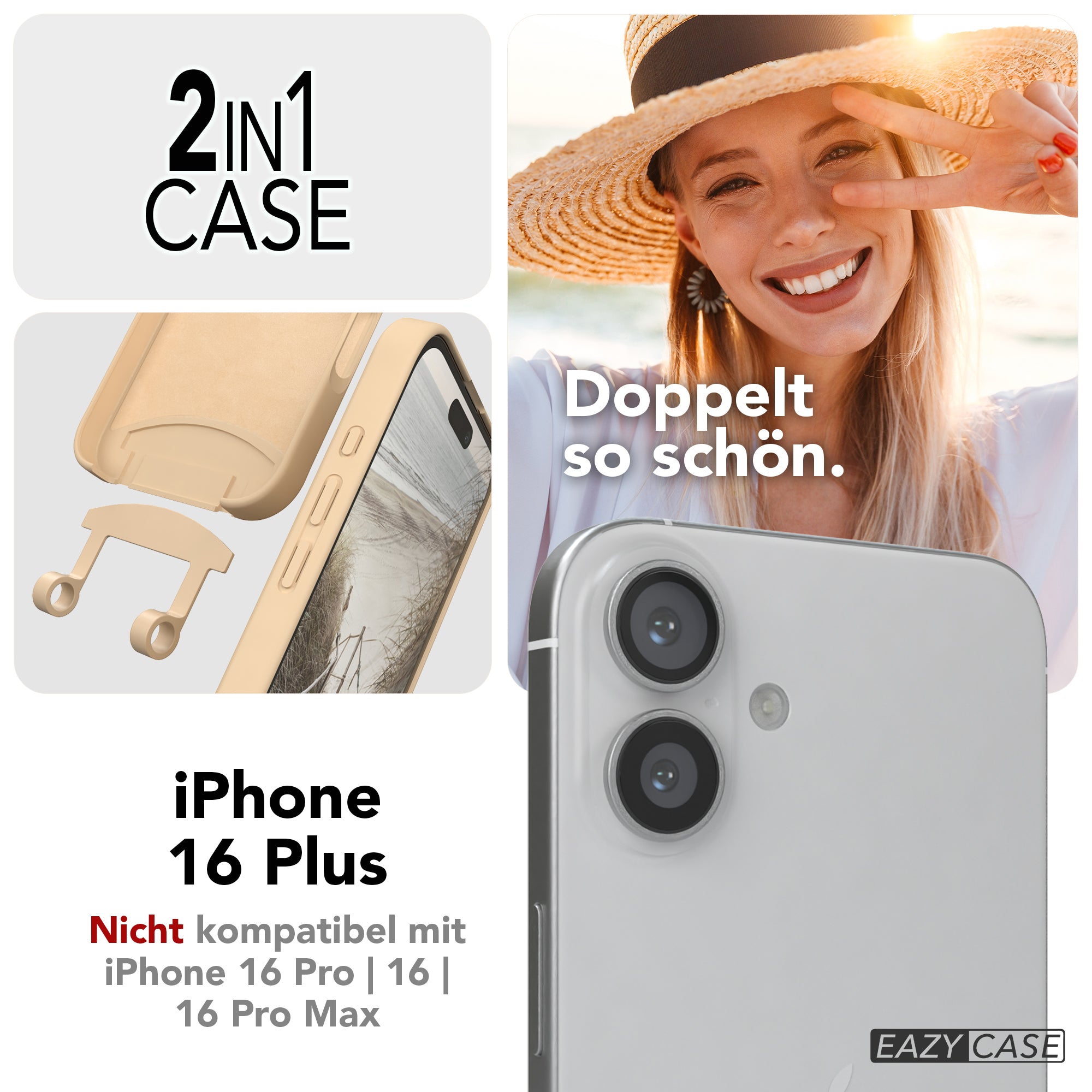 iPhone 16 Plus 2in1 Hülle mit Kordel