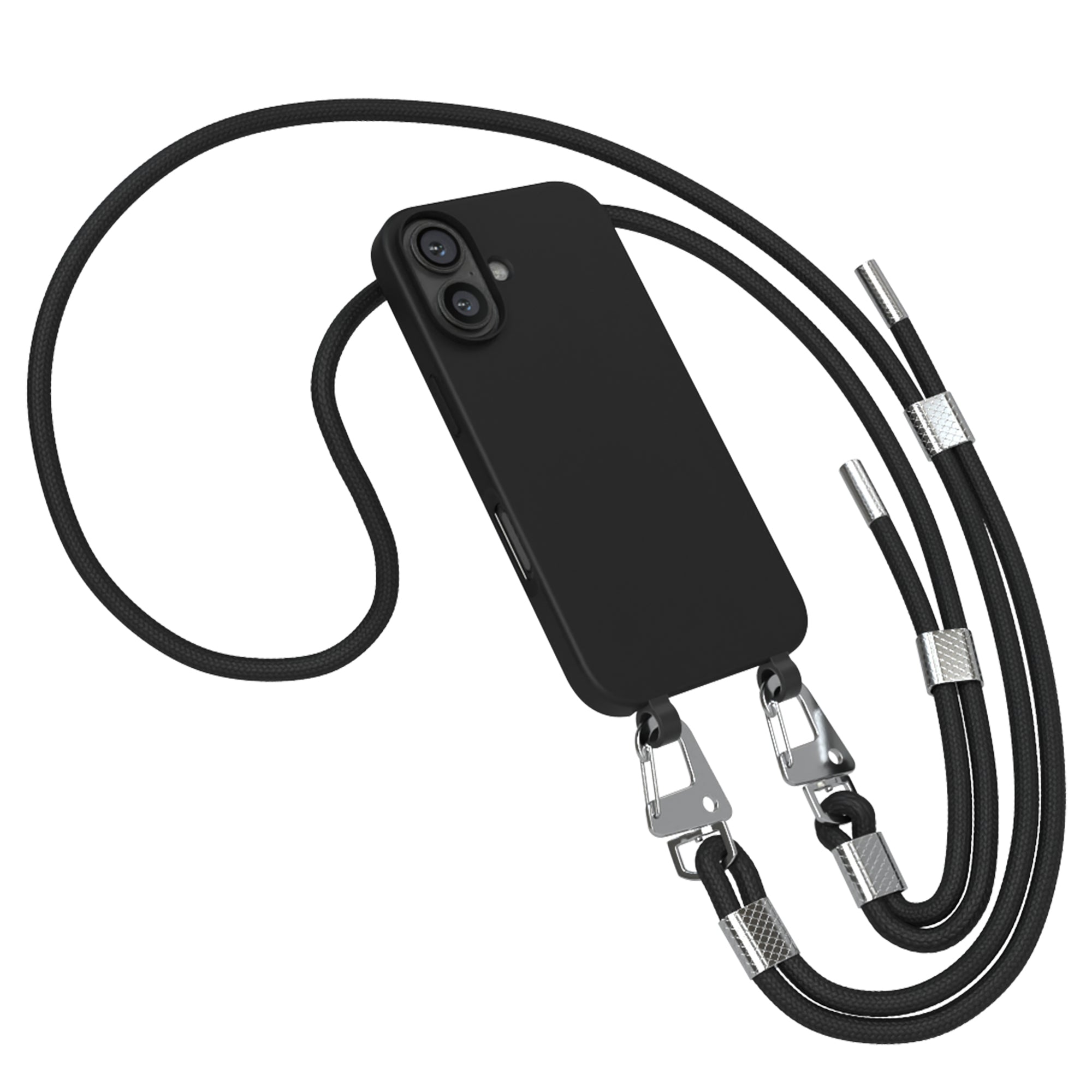 iPhone 16 2in1 Hülle + Kordel mit Karabinern